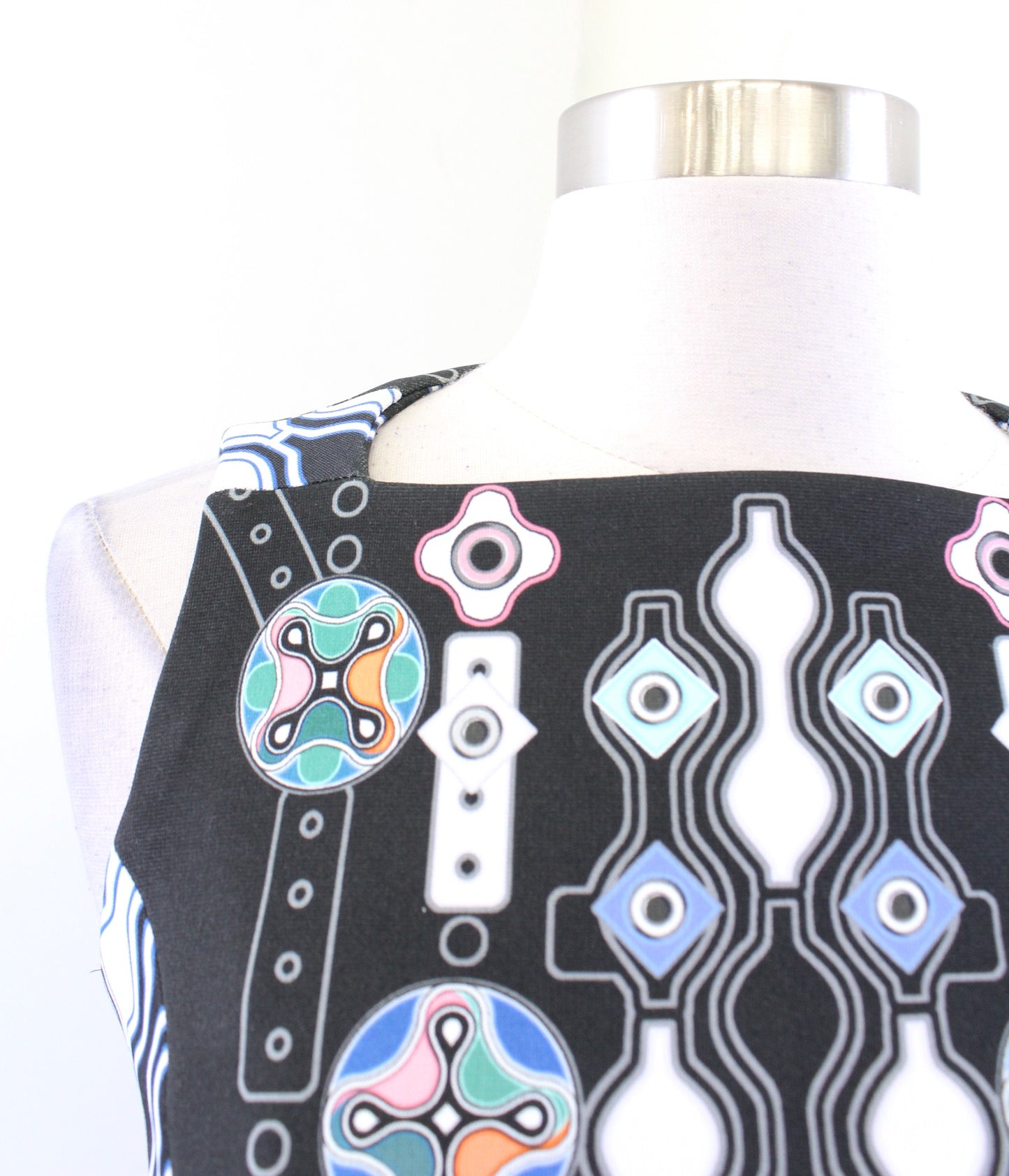 Peter Pilotto Black Multi Color Geometric Print Sheath Dress Size UK 8 US 4