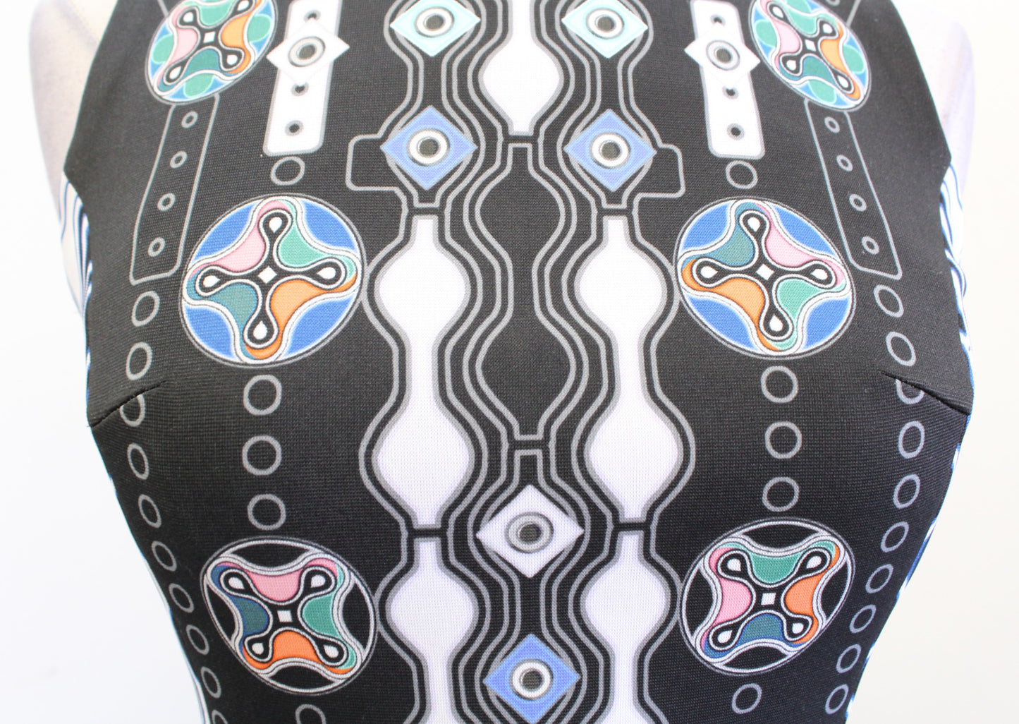 Peter Pilotto Black Multi Color Geometric Print Sheath Dress Size UK 8 US 4