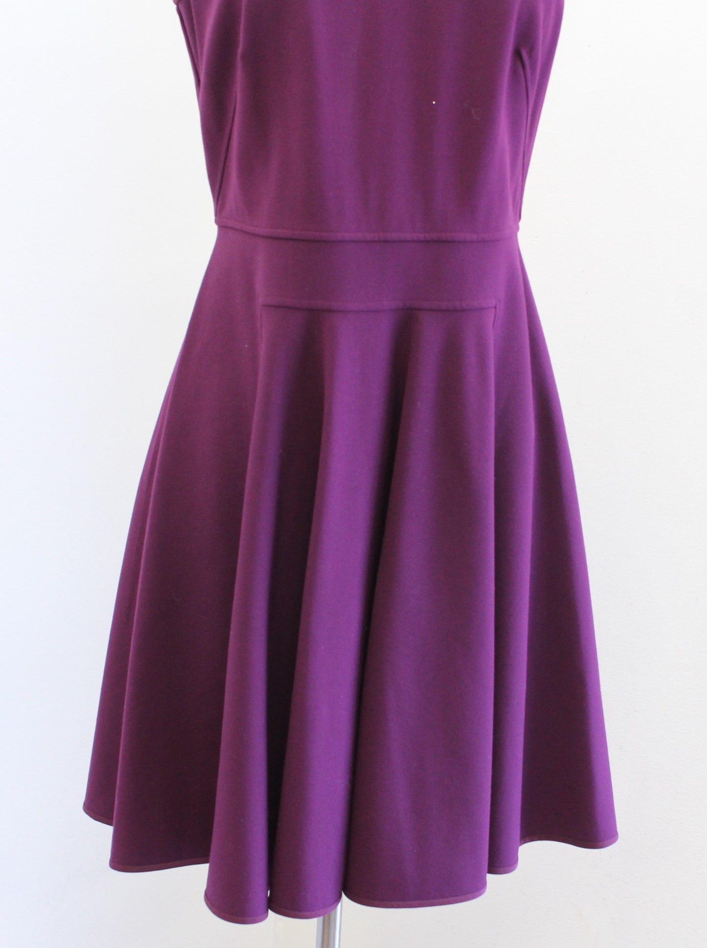 Rebecca Taylor Beet Purple Solid Fit and Flare Suiting Circle Dress Size 6
