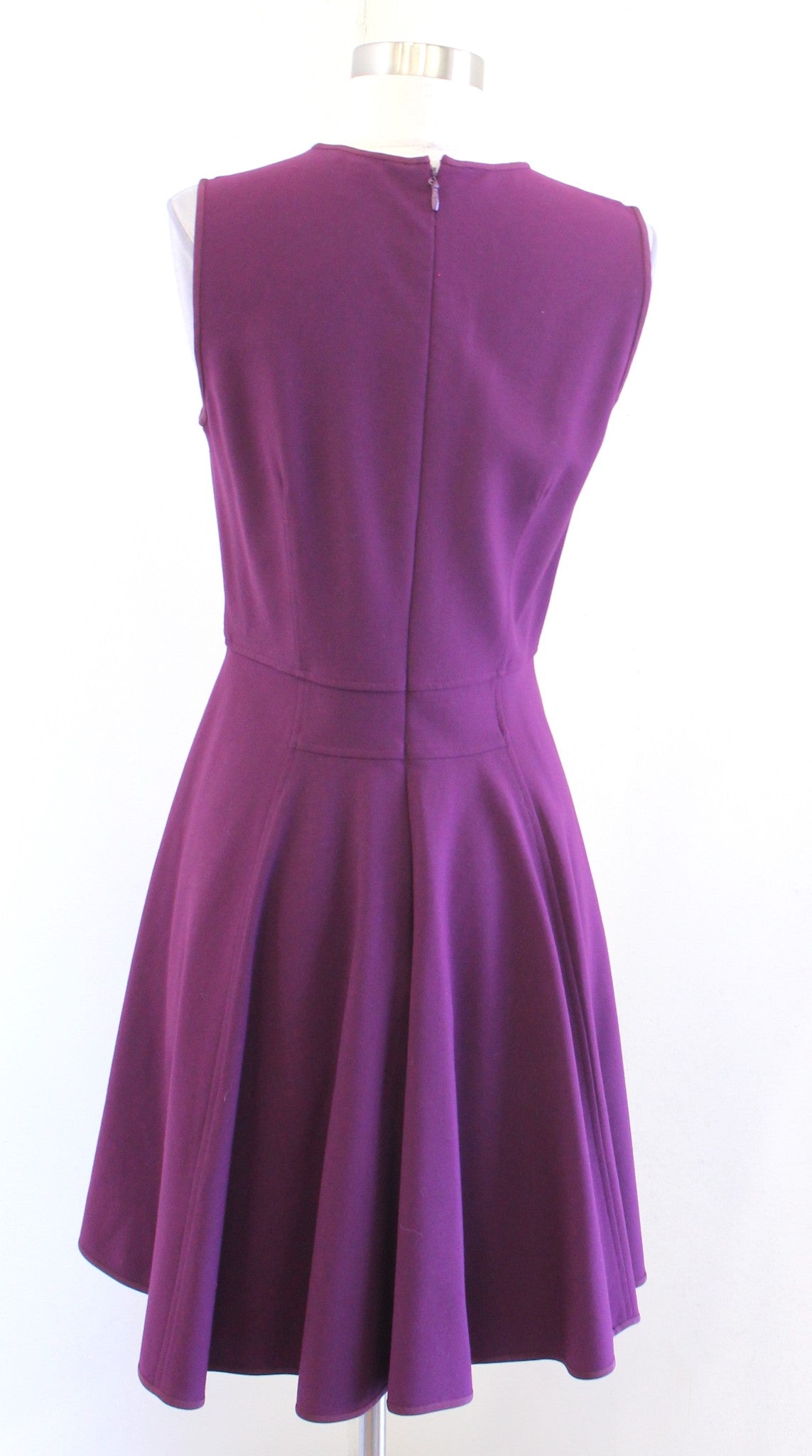 Rebecca Taylor Beet Purple Solid Fit and Flare Suiting Circle Dress Size 6