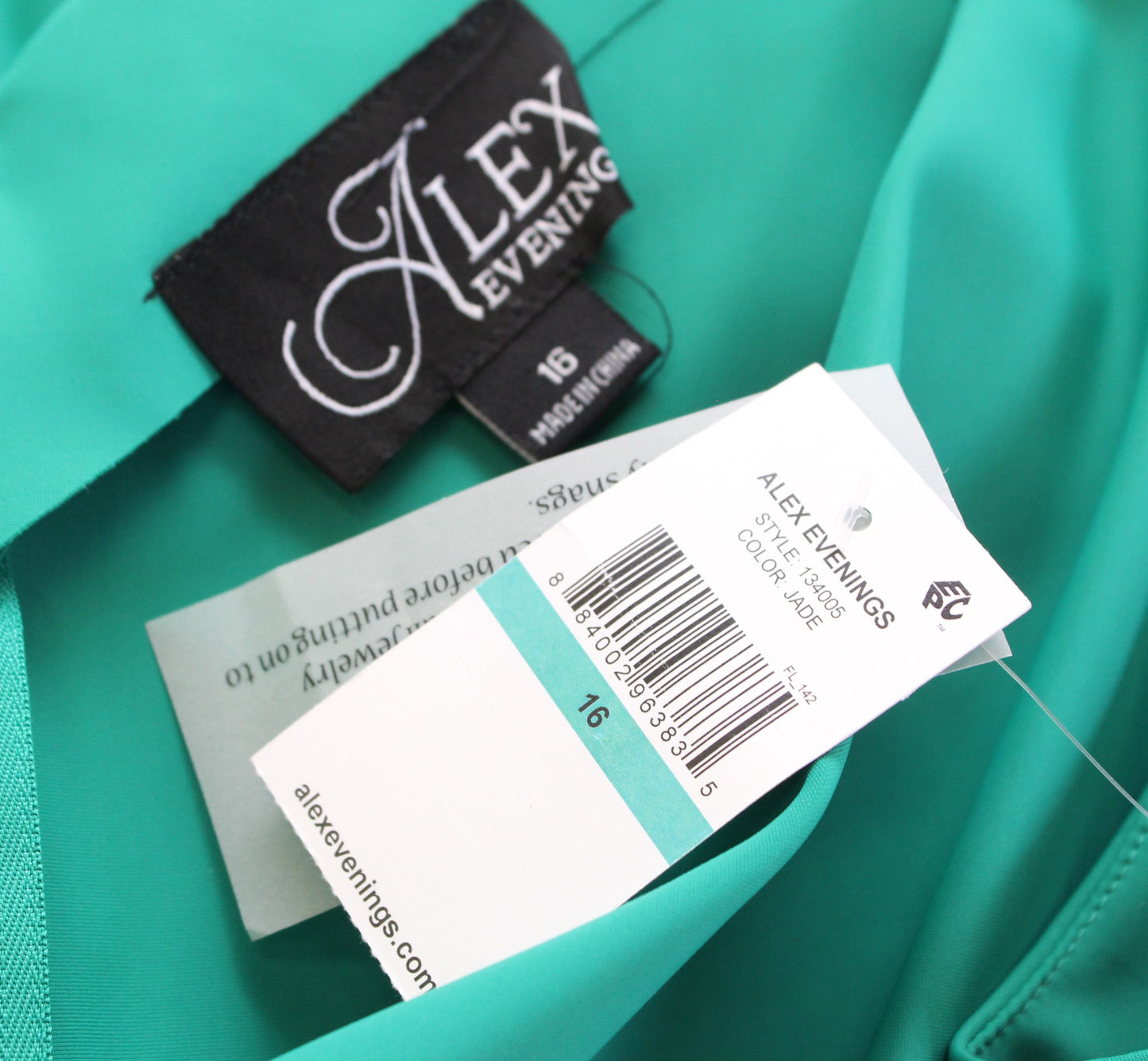 NWT Alex Evenings Jade Green Compression Ruched Ruffle Cocktail Dress Size 16