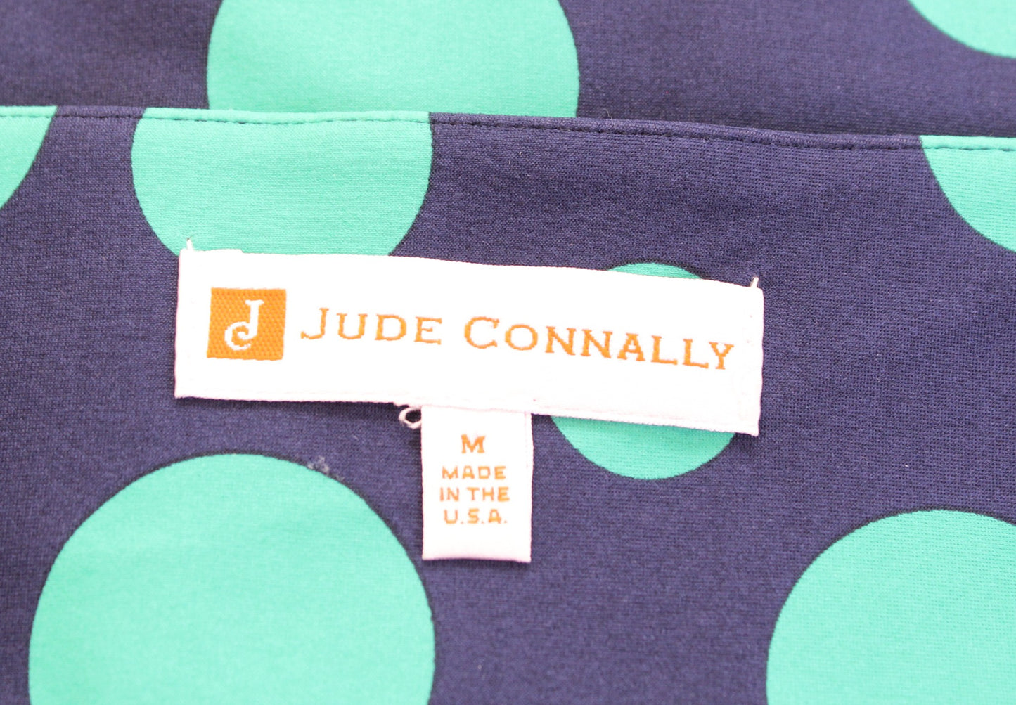 Jude Connally Navy Blue Green Polka Dot Sleeveless Jude Cloth Dress Size M Shift