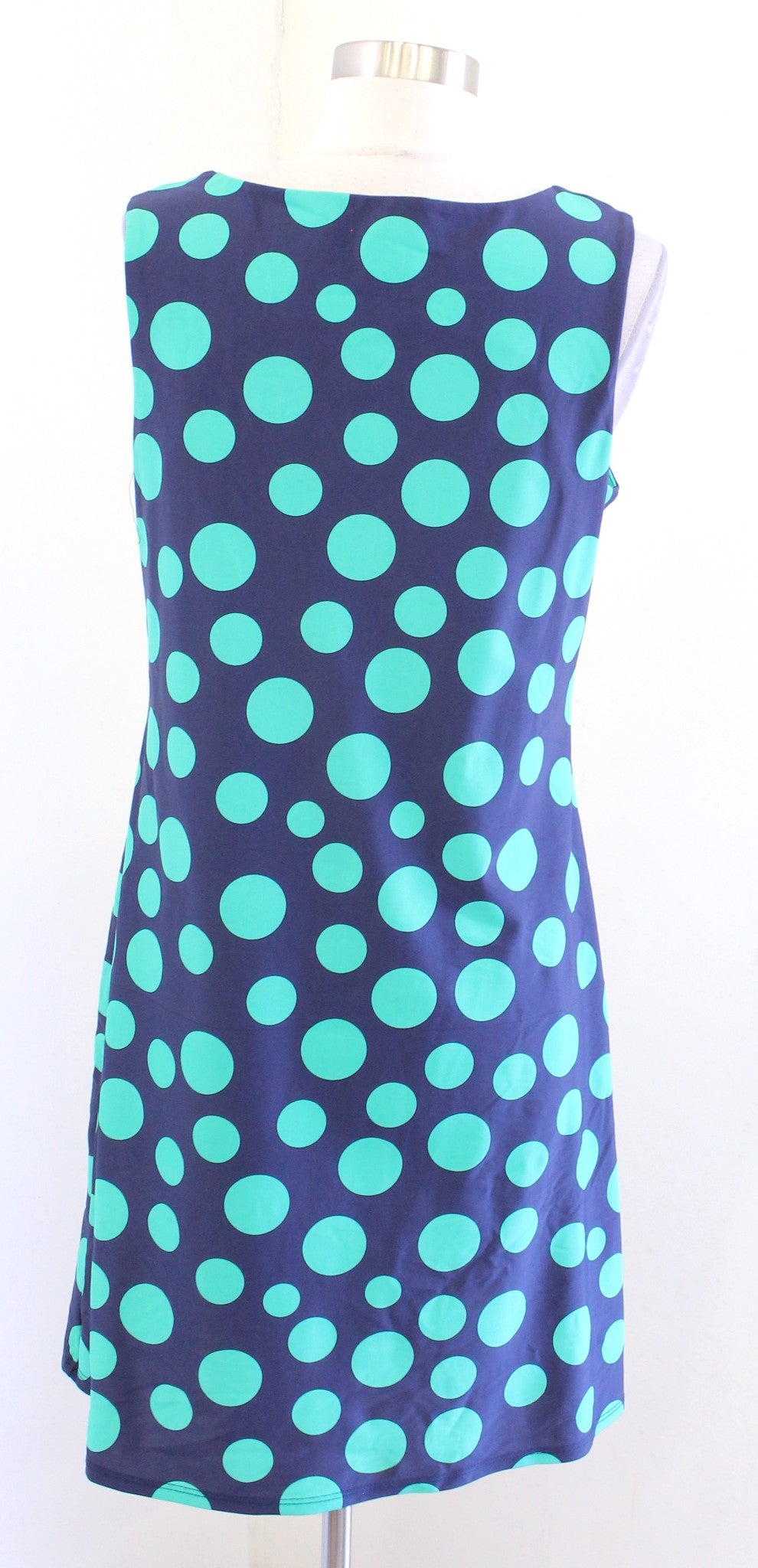 Jude Connally Navy Blue Green Polka Dot Sleeveless Jude Cloth Dress Size M Shift