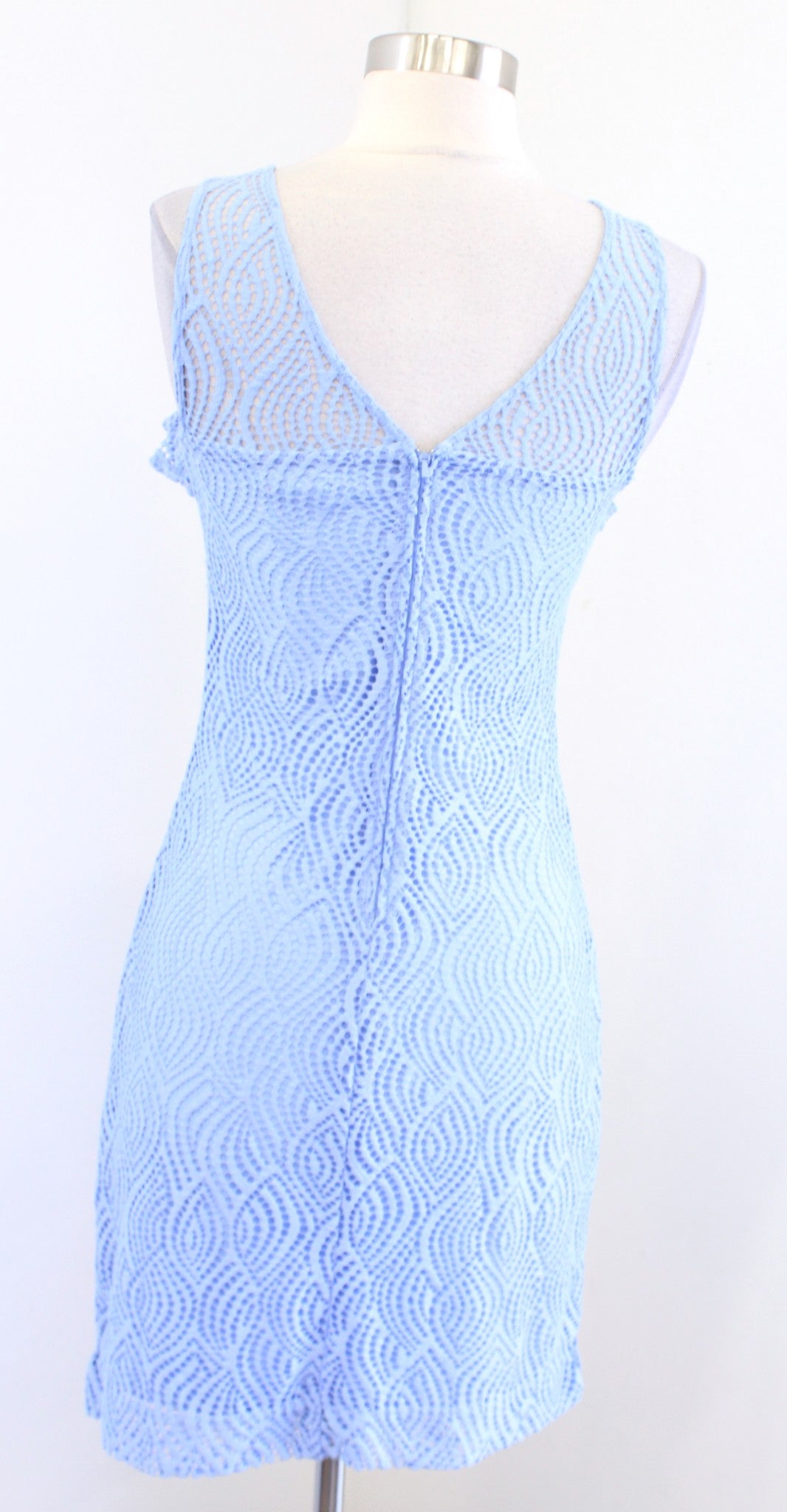 Lilly Pulitzer Janine Flowing Leaf Lace Ruffle Shift Dress Sz XXS 2XS Blue Peri