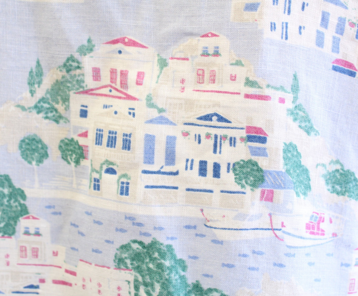 J Jill Love Linen Blue Toile Nautical Beach City Print Shift Dress Size XS