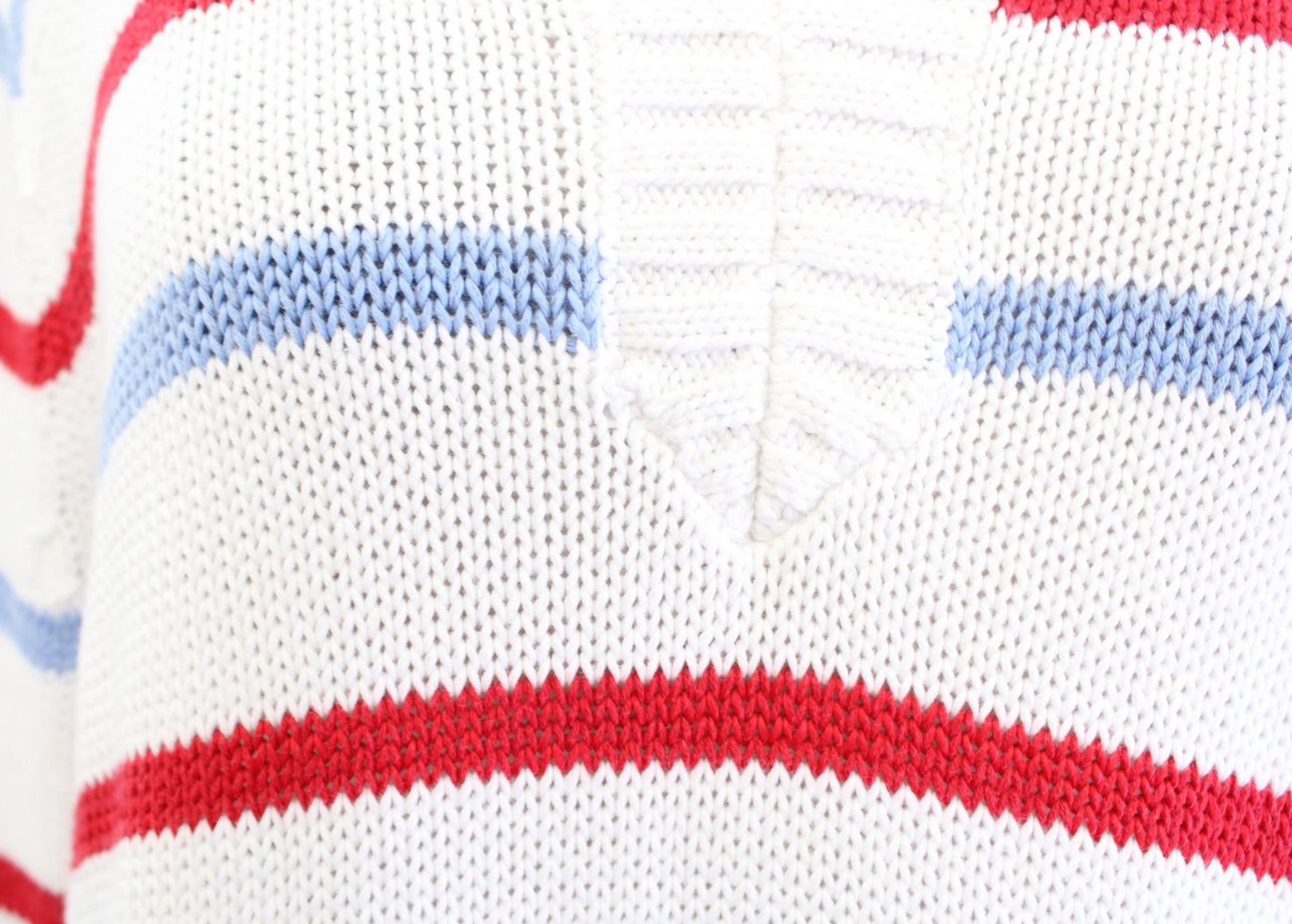 NWT Talbots Womens White Red Blue Striped Johnny Collar Pullover Sweater Size L