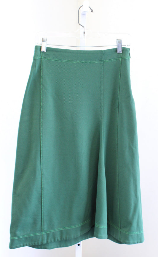 TIBI Womens Green Cavalry Sculpt Twill Stitched Midi Skirt Size 4