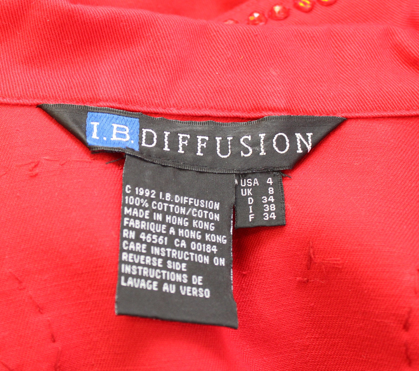 Vtg 90s Red Jewel Beaded Heart Embellished Trucker Jacket Size 4 S Valentines