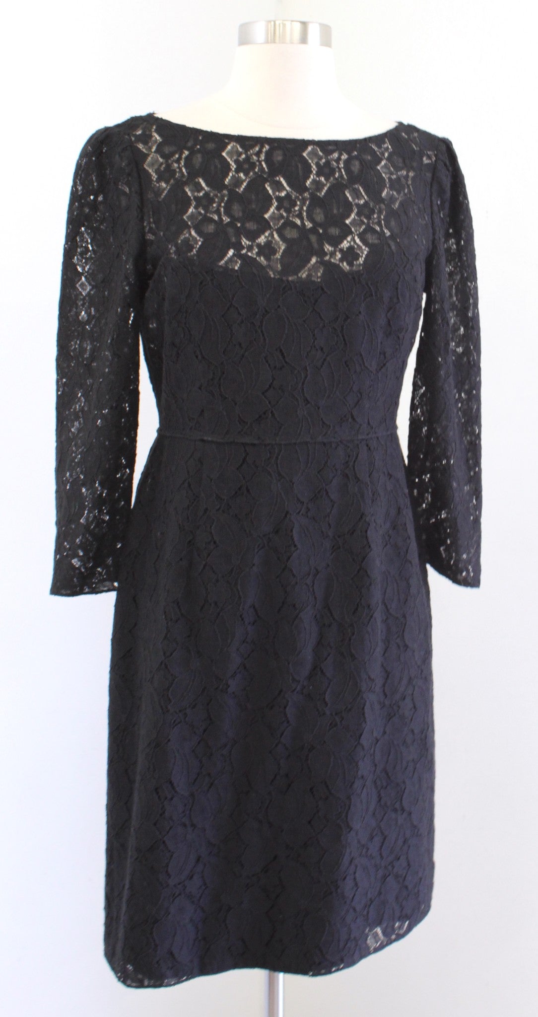 Elie Tahari Womens Black Lace Sheath Dress Size 4 Cocktail Party 3/4 Sleeve