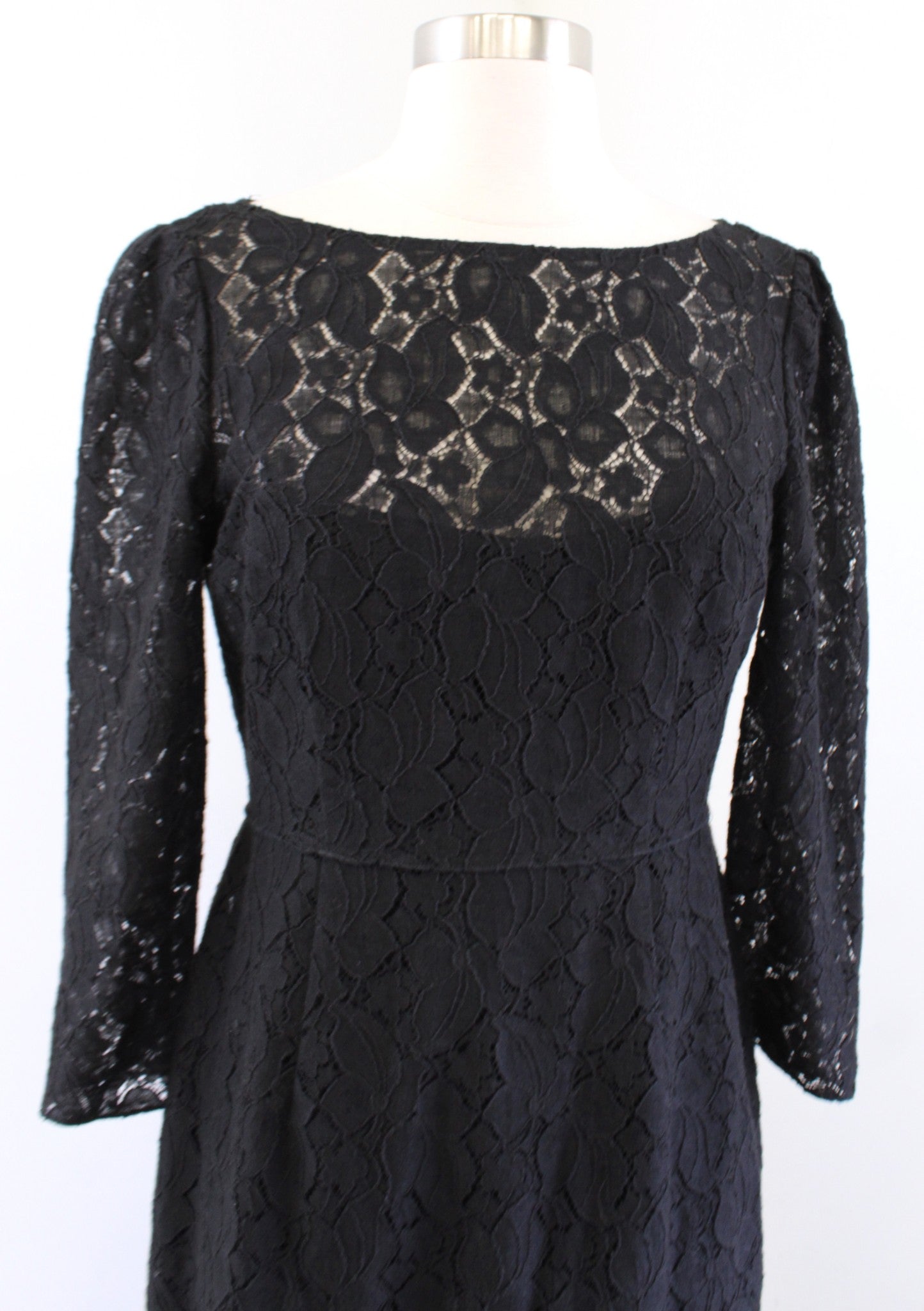 Elie Tahari Womens Black Lace Sheath Dress Size 4 Cocktail Party 3/4 Sleeve