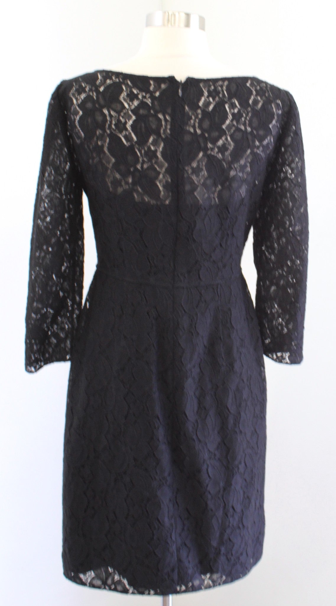 Elie Tahari Womens Black Lace Sheath Dress Size 4 Cocktail Party 3/4 Sleeve