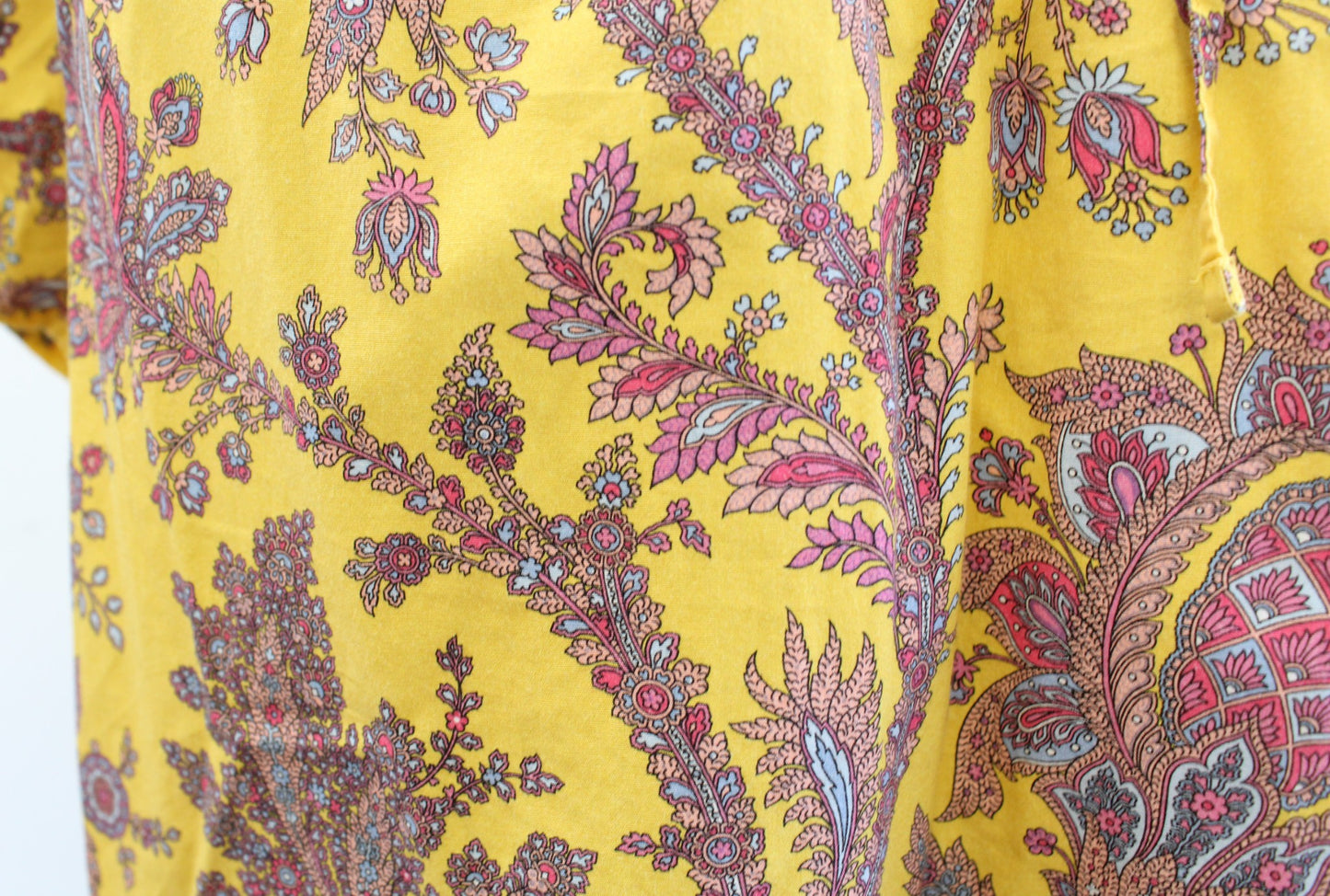 J Crew Collection Yellow Tie Neck Top in Poplin Top Ratti Golden Paisley Size M