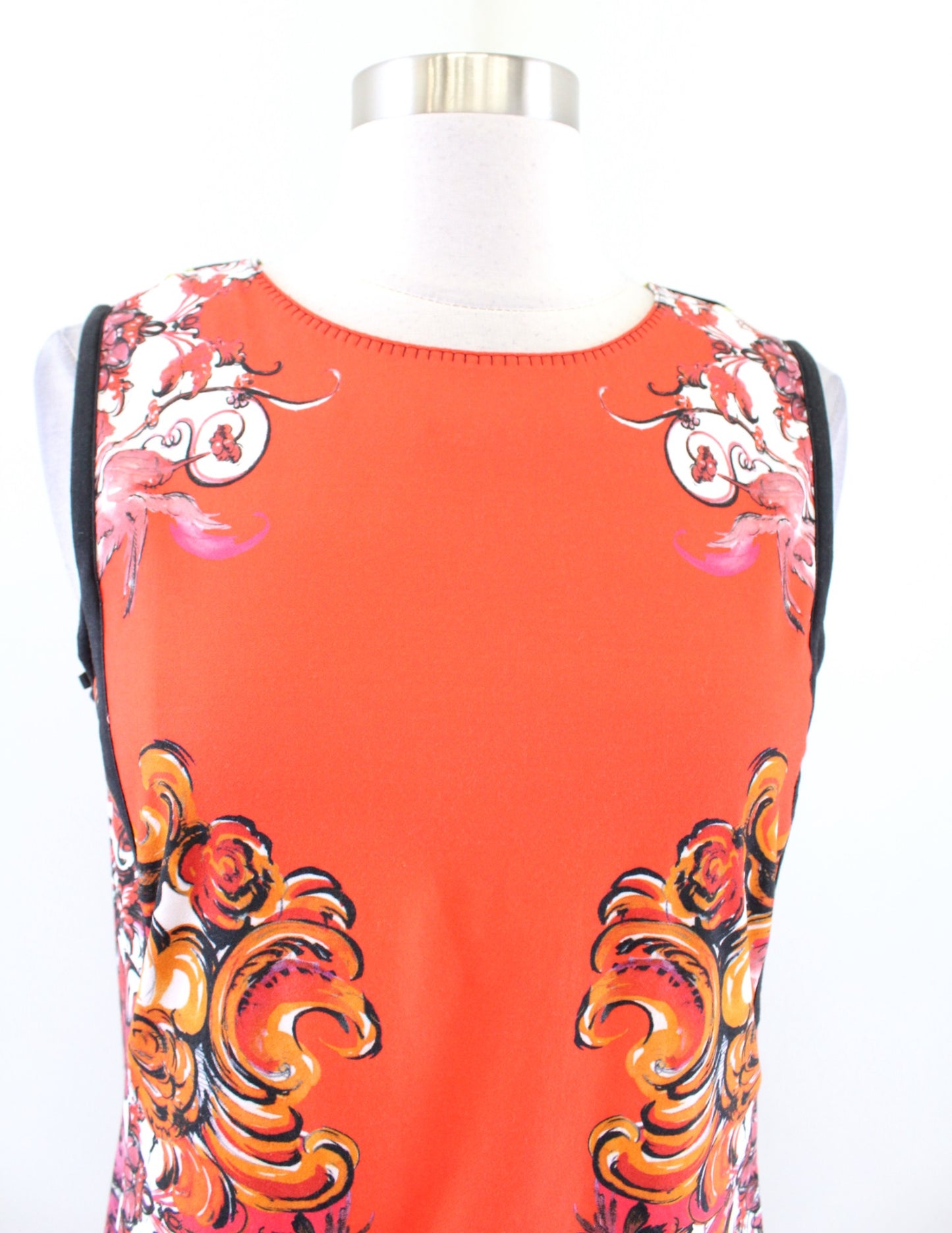 Roberto Cavalli Womens Red Orange Abstract Print Sleeveless Sheath Dress Size 44