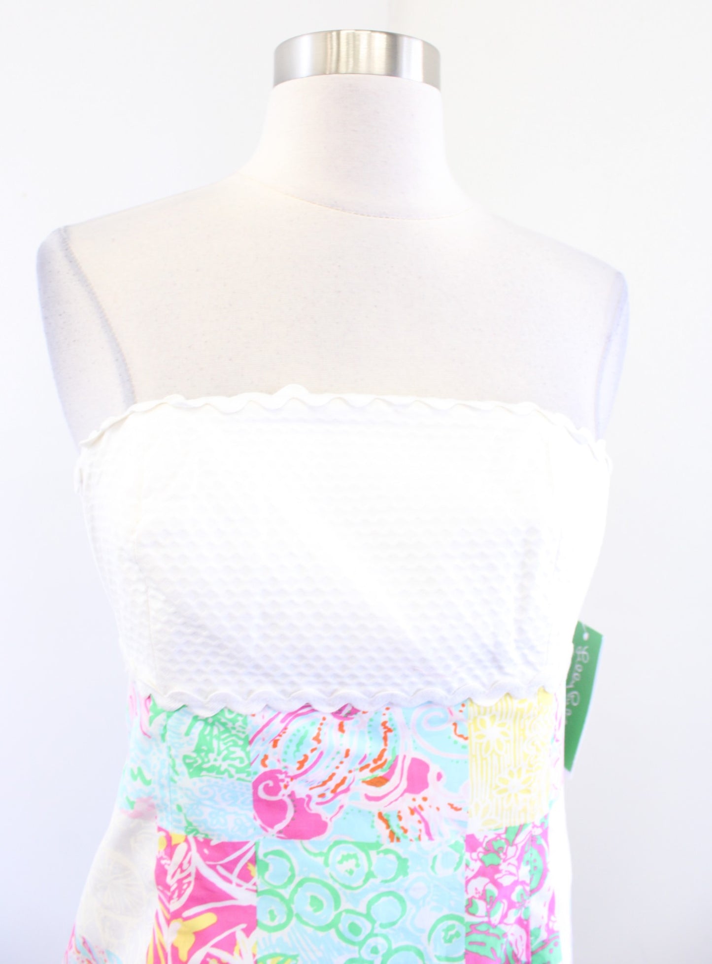 NWT $158 Lilly Pulitzer Franco Dress State Patch Print Sz 0 Strapless Patchwork