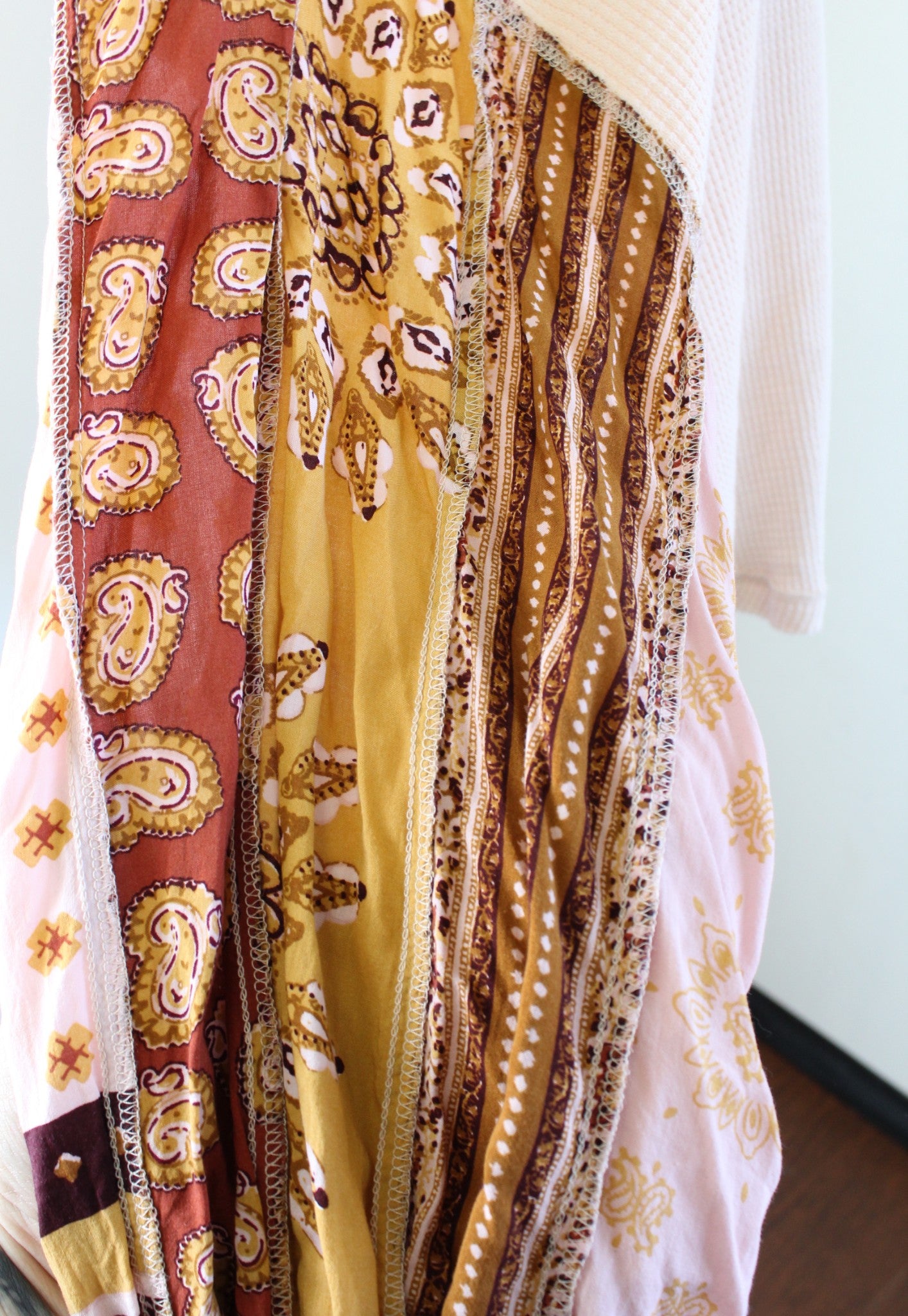 We the Free Free People Blossom Thermal in Rose Size S Patchwork Balloon Sleeve