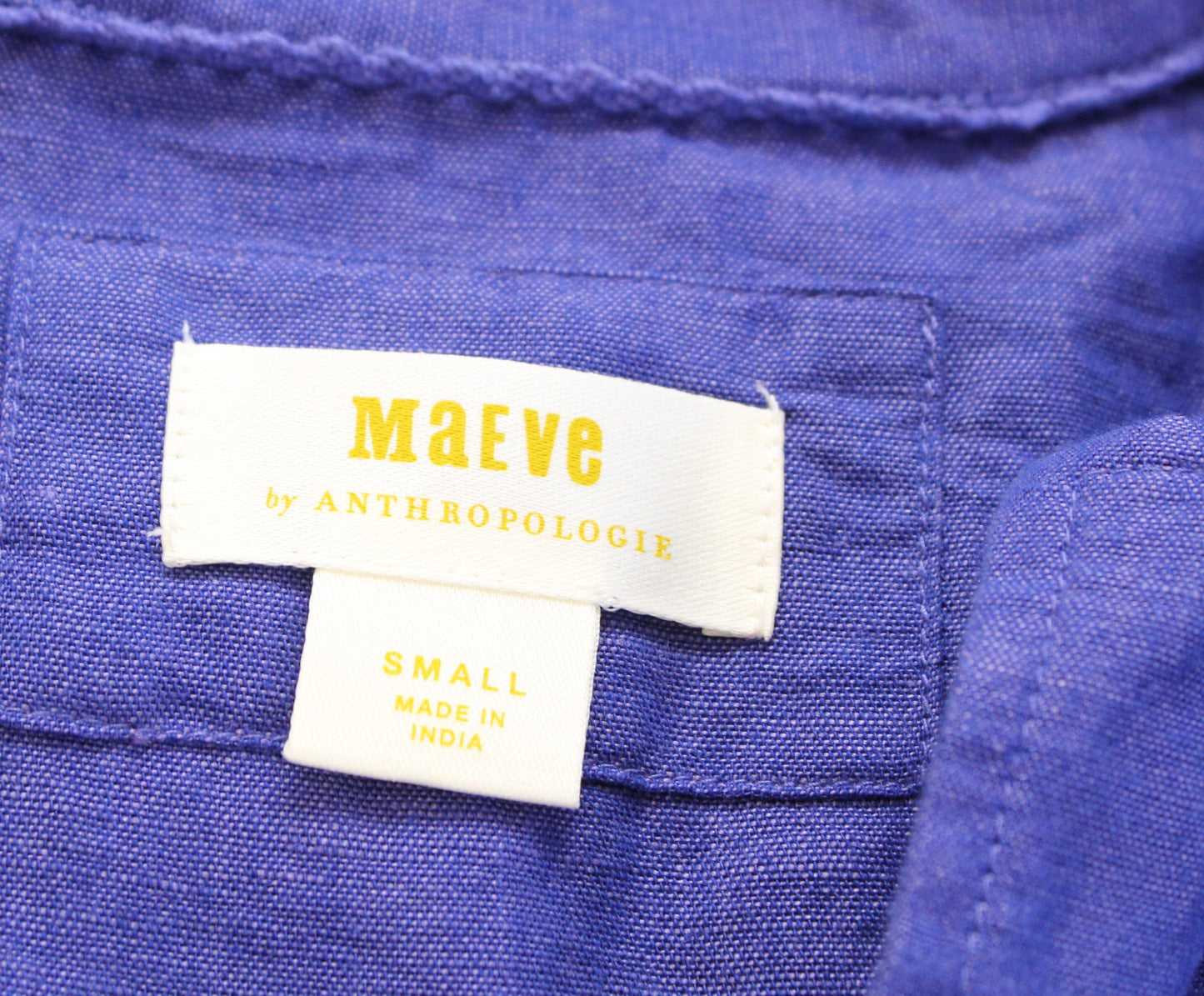 Maeve Anthropologie Purple Linen Blend Short Sleeve Button Down Shirt Blouse S
