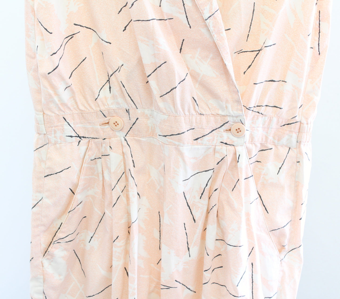 Vtg 80s 90s Diane Von Furstenberg Peach Geometric Print Jumpsuit Size M Retro