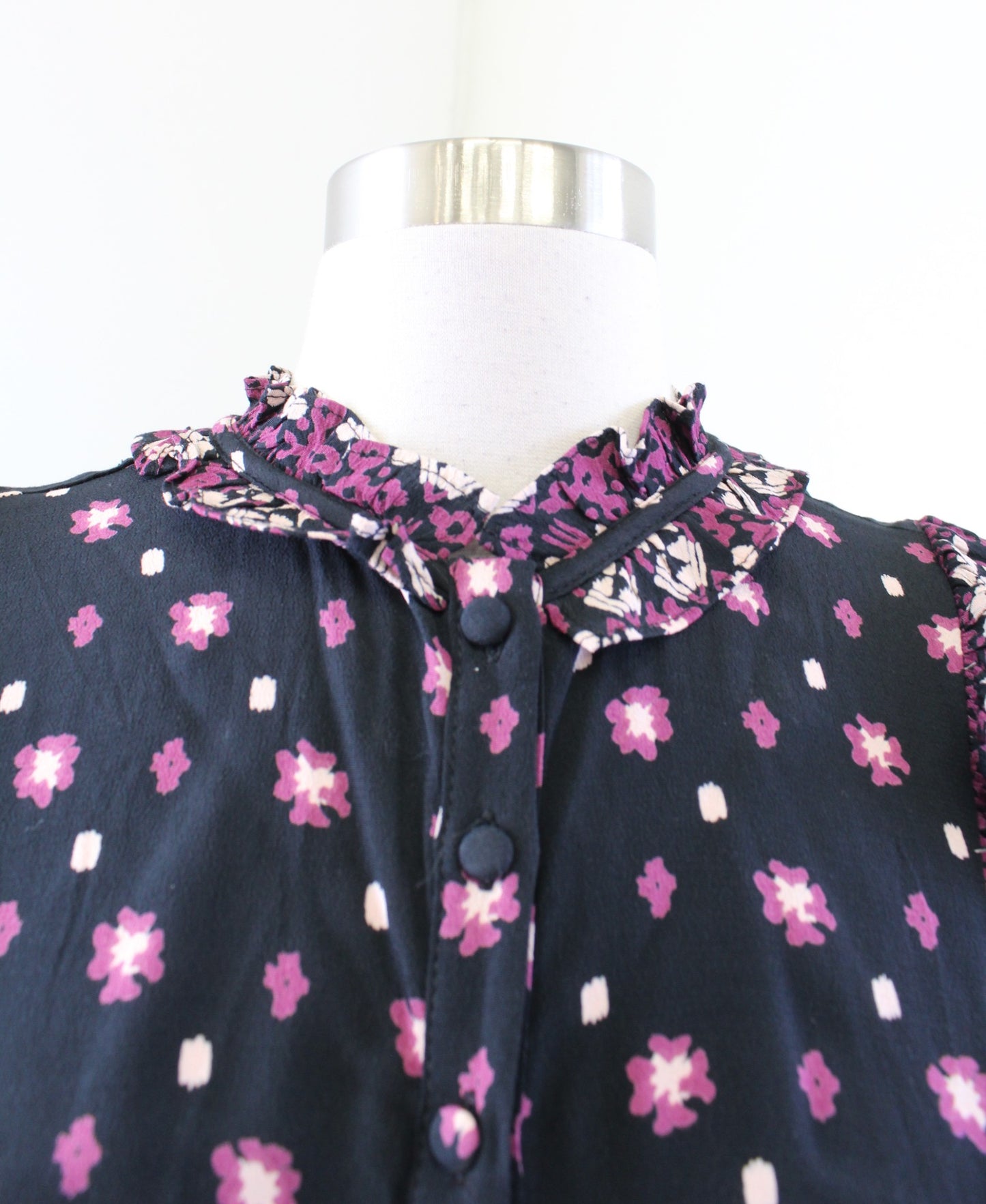 Free People Calico Skies Black Floral Ruffle Midi Maxi Dress Size S Peasant