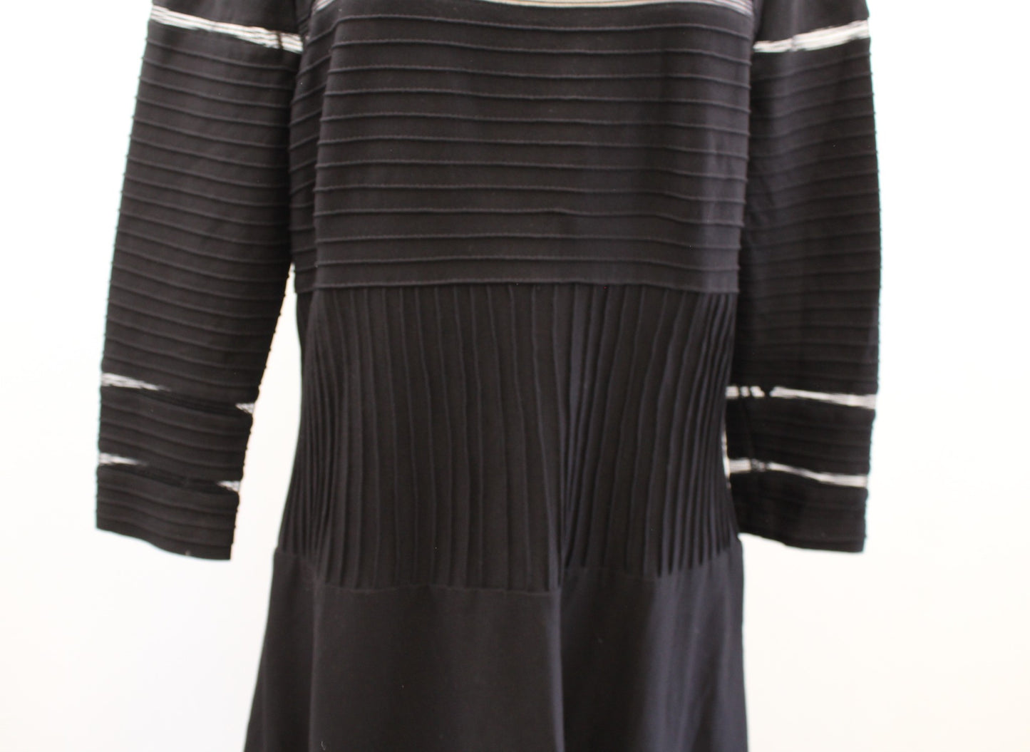 Tadashi Shoji Black Cutout Mesh 3/4 Sleeve Ruffle Flounce Hem Cocktail Dress XL
