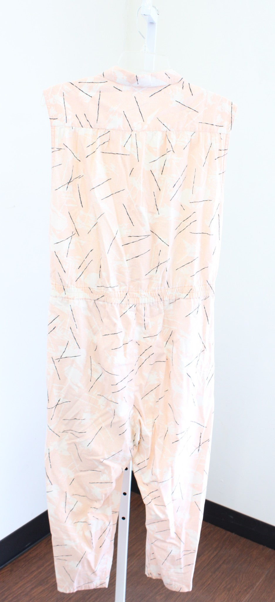 Vtg 80s 90s Diane Von Furstenberg Peach Geometric Print Jumpsuit Size M Retro