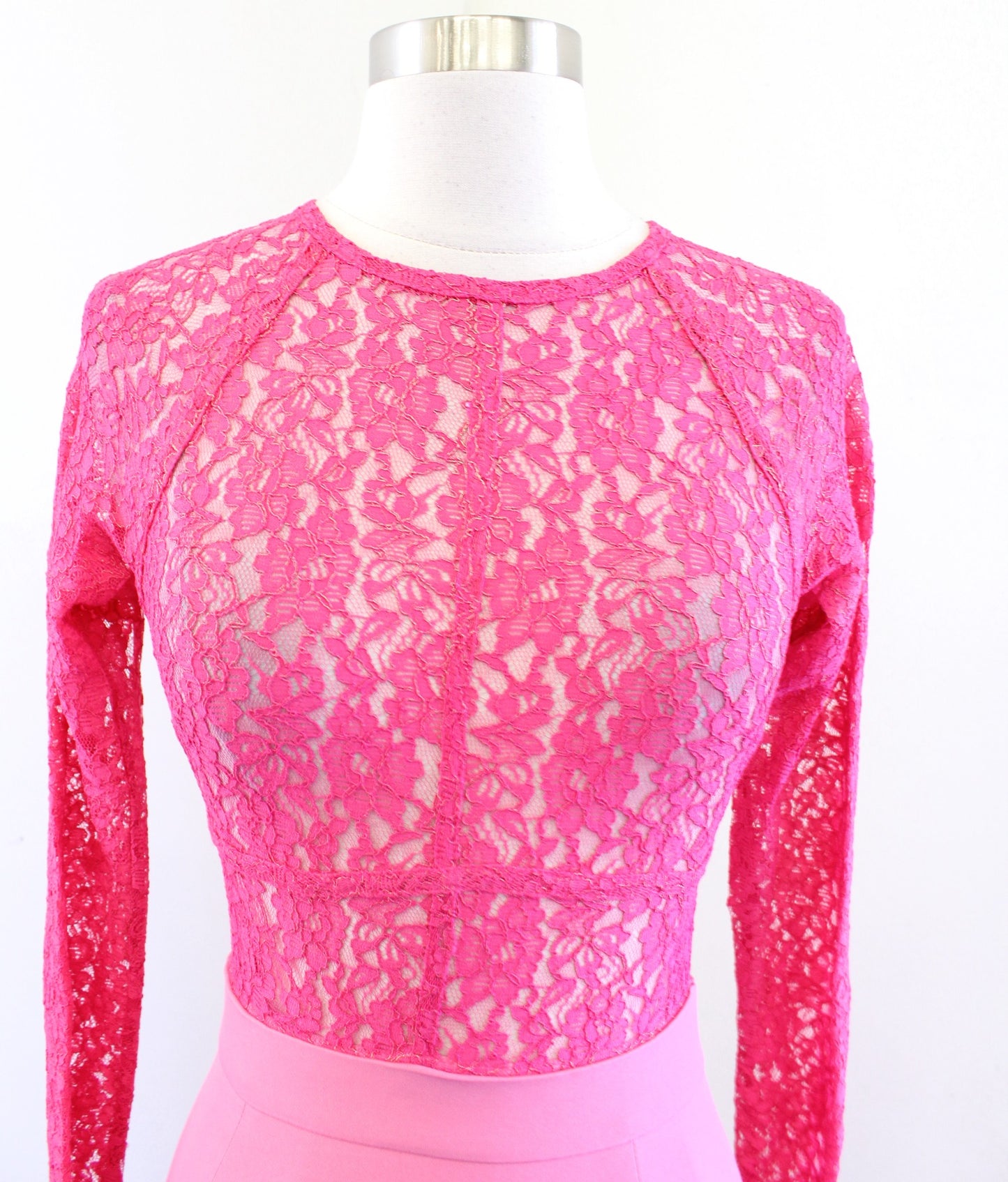 House of CB Pink Metallic Sheer Lace Bodice Bodycon Maxi Dress Size XS Evening