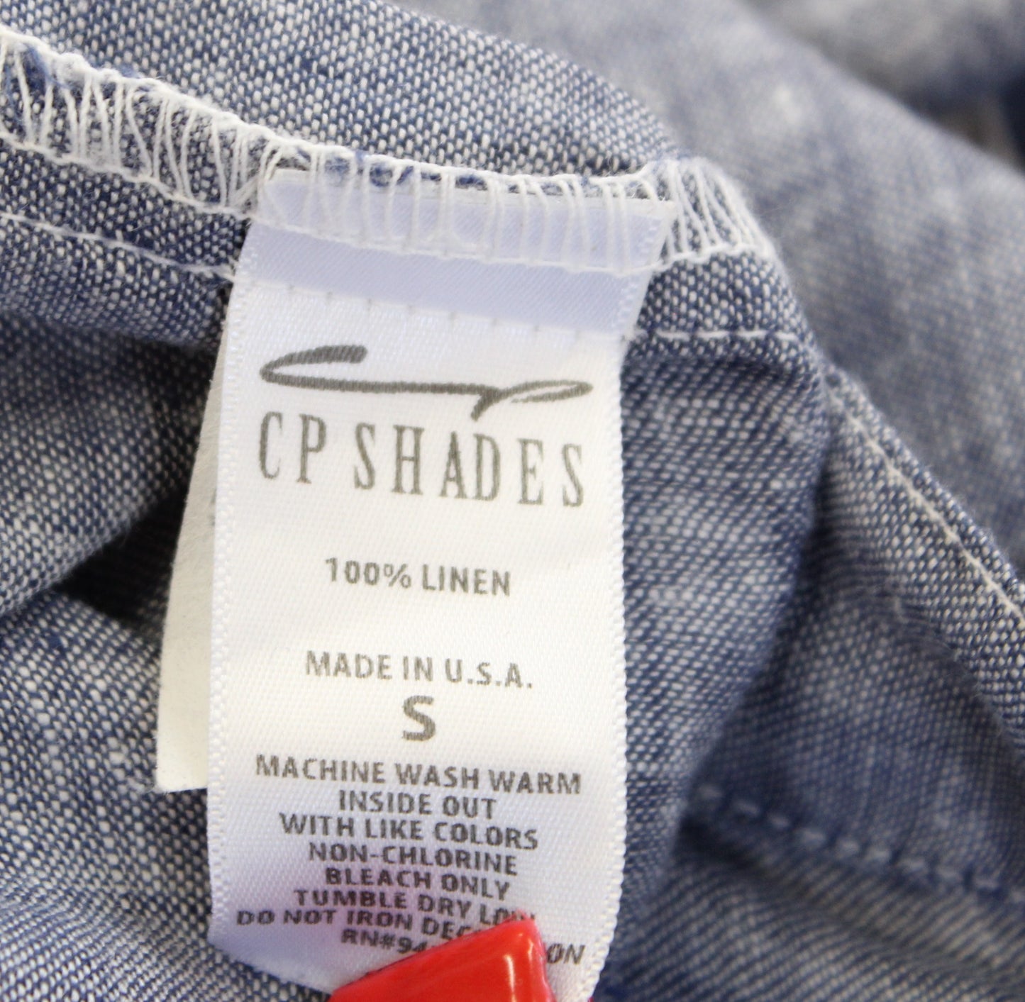 CP Shades Womens Blue 100% Linen V Neck Popover Tunic Top Blouse Sz S Lagenlook