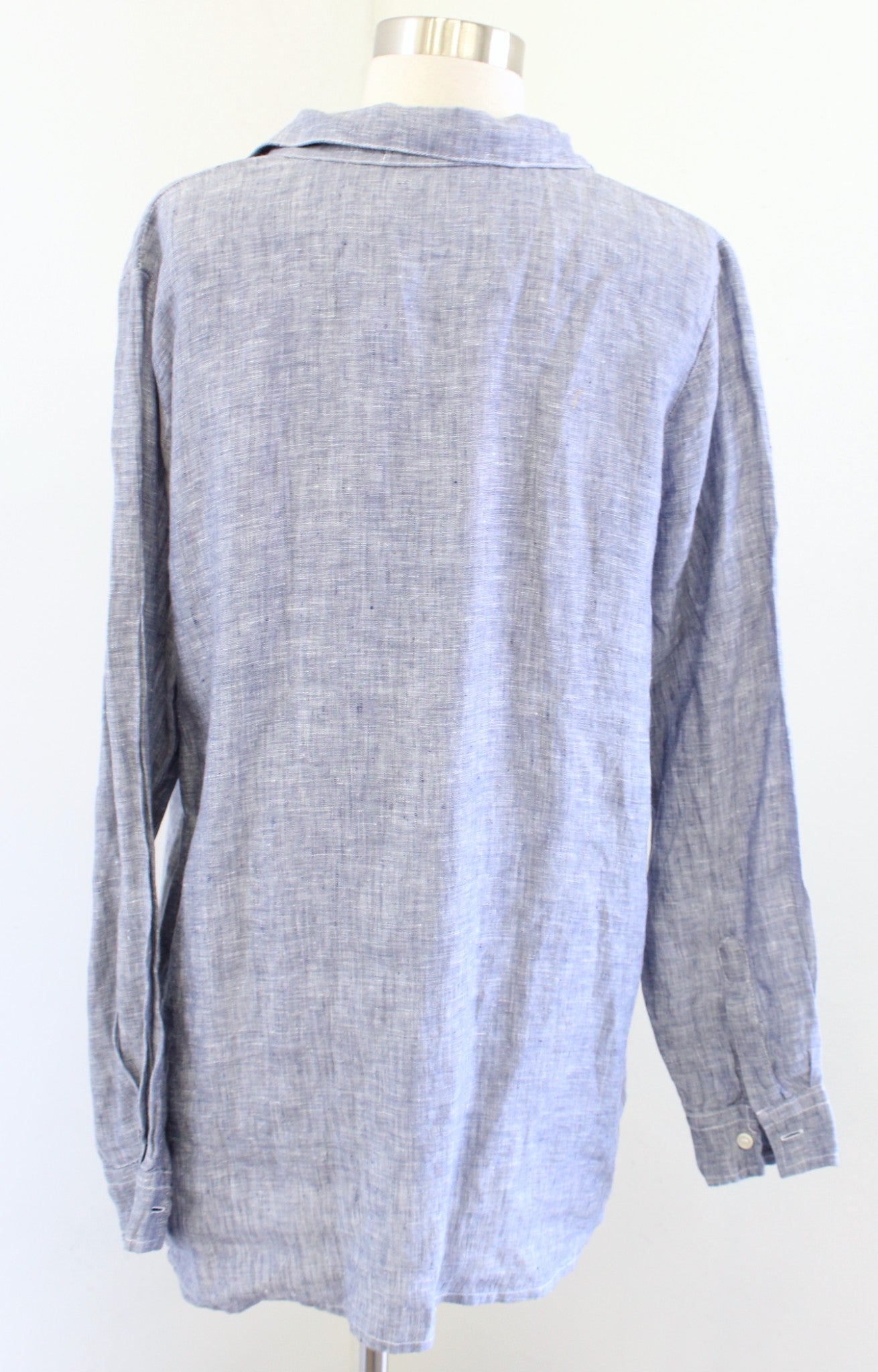 CP Shades Womens Blue 100% Linen V Neck Popover Tunic Top Blouse Sz S Lagenlook