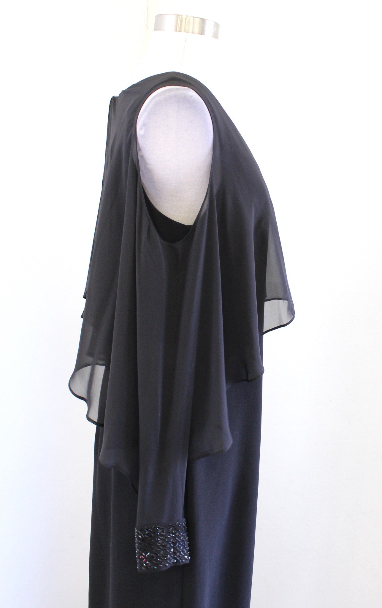 NWT Calvin Klein Black Cold Shoulder Cape Style Sleeve Evening Formal Dress Sz 6