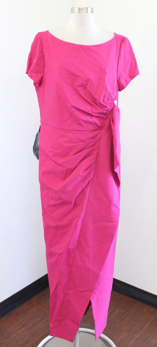 NWT Kay Unger Franca Ruffle Column Gown in Sangria Size 16 Stretch Crepe Formal