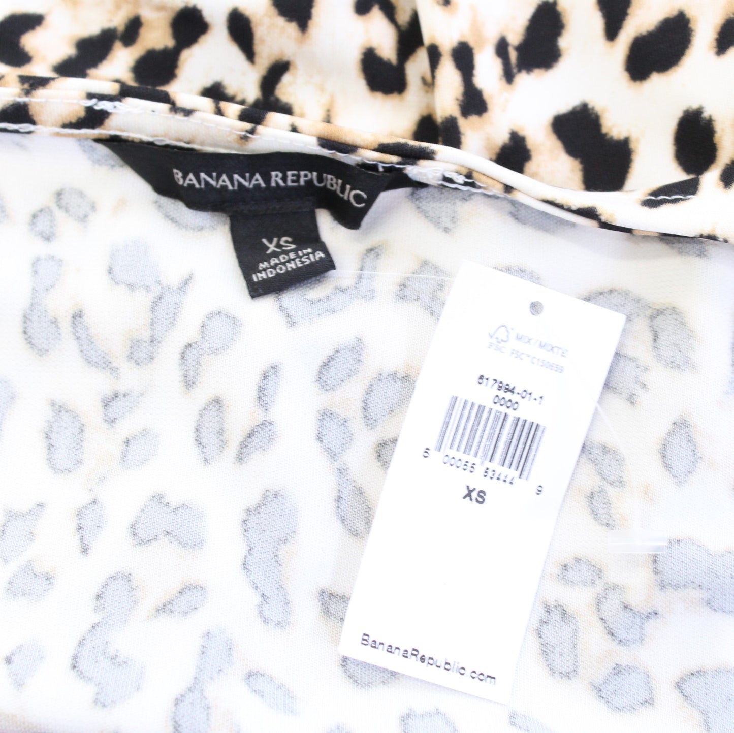NWT Banana Republic Leopard Print Jersey Wrap Dress Size XS Ivory Black
