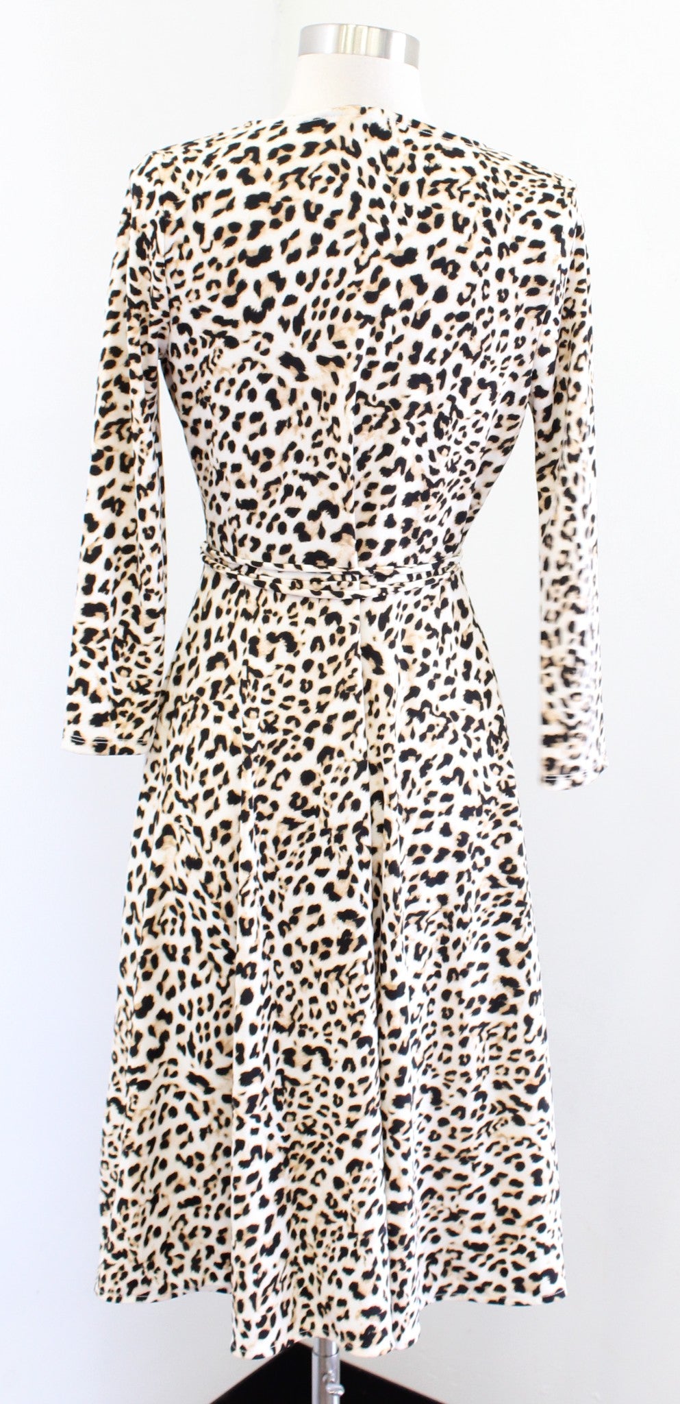 NWT Banana Republic Leopard Print Jersey Wrap Dress Size XS Ivory Black