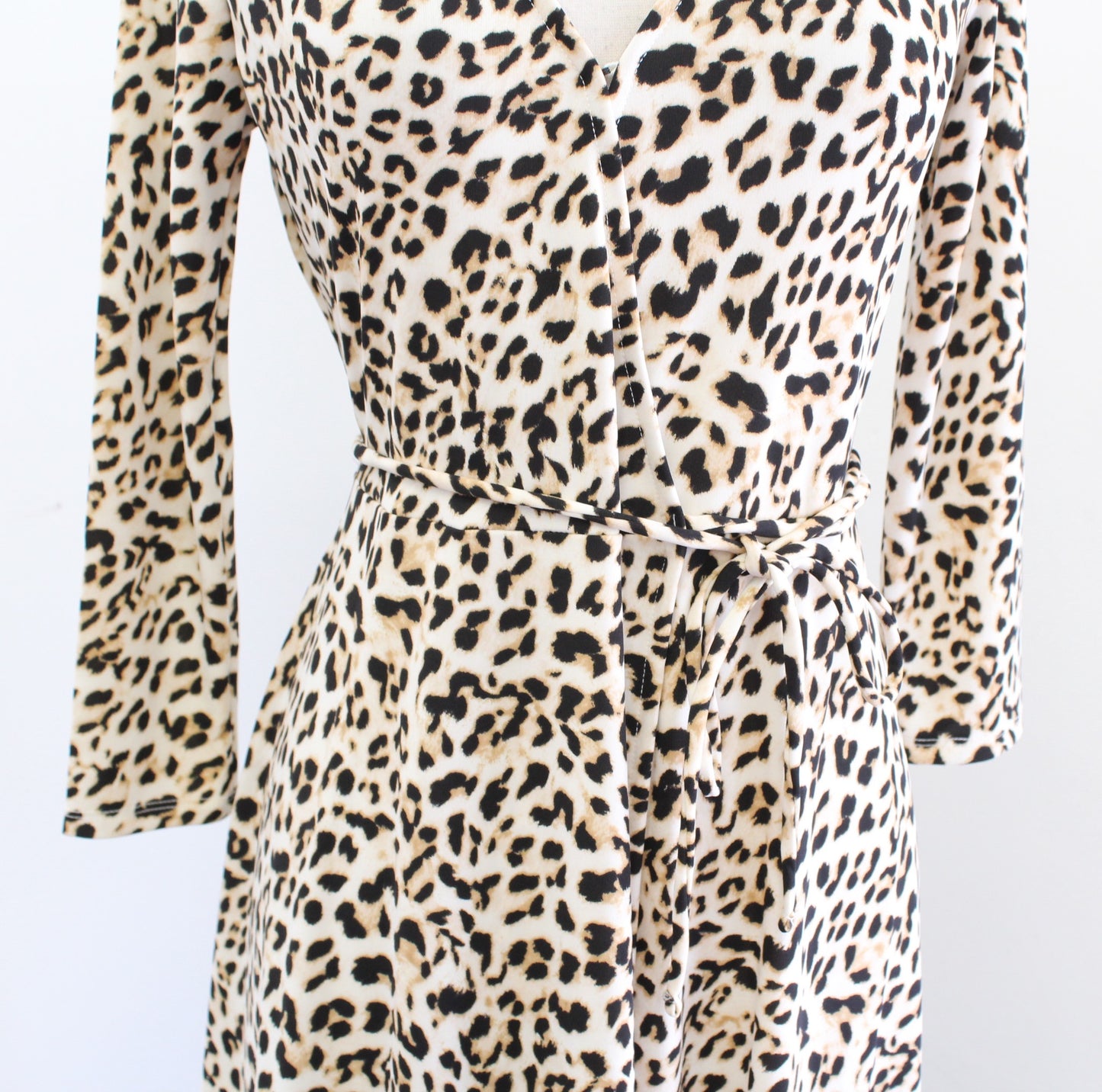 NWT Banana Republic Leopard Print Jersey Wrap Dress Size XS Ivory Black