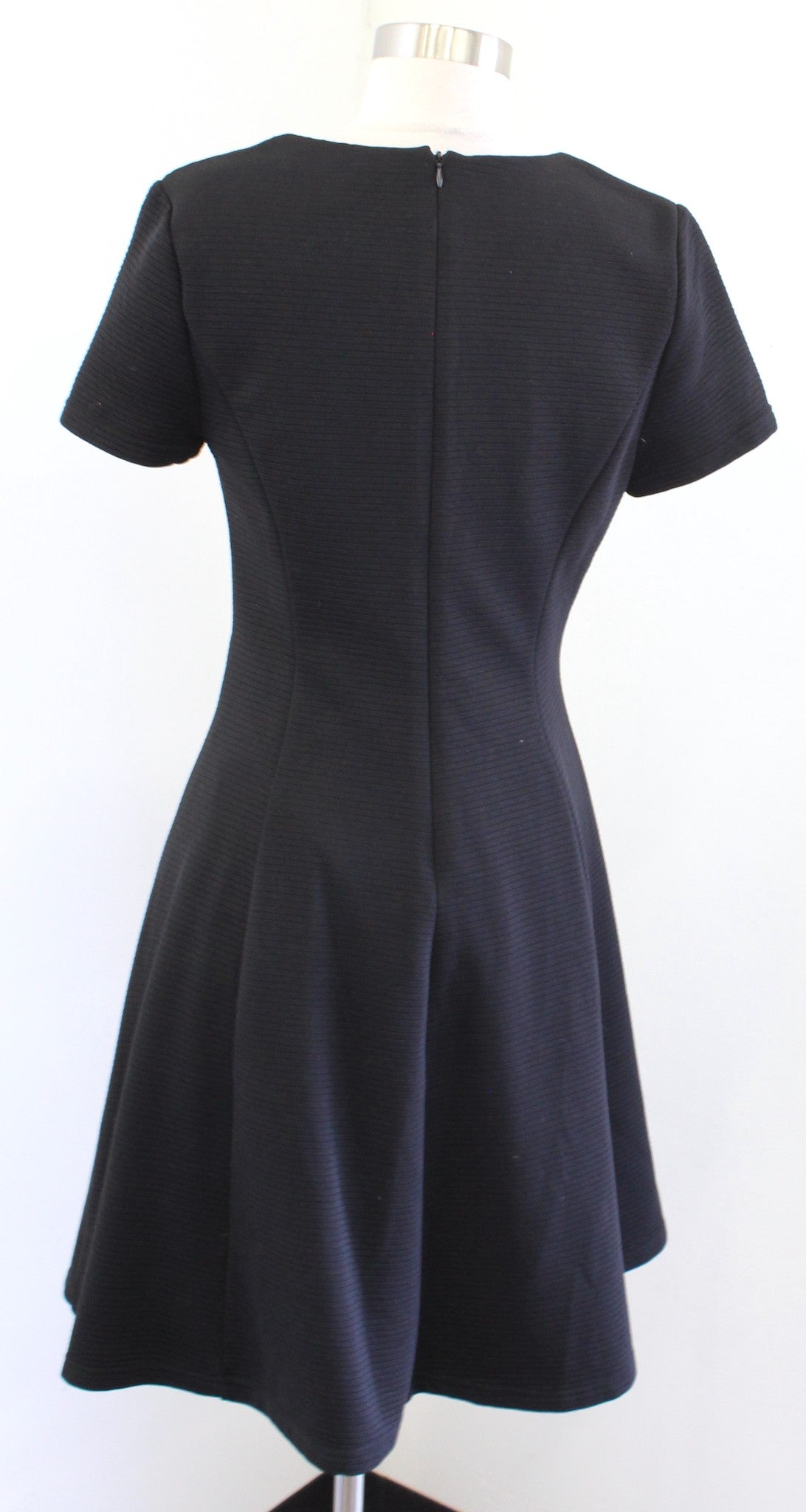 Hutch Anthropologie Vicki Black Ribbed V Neck Fit and Flare Dress Size S A Line