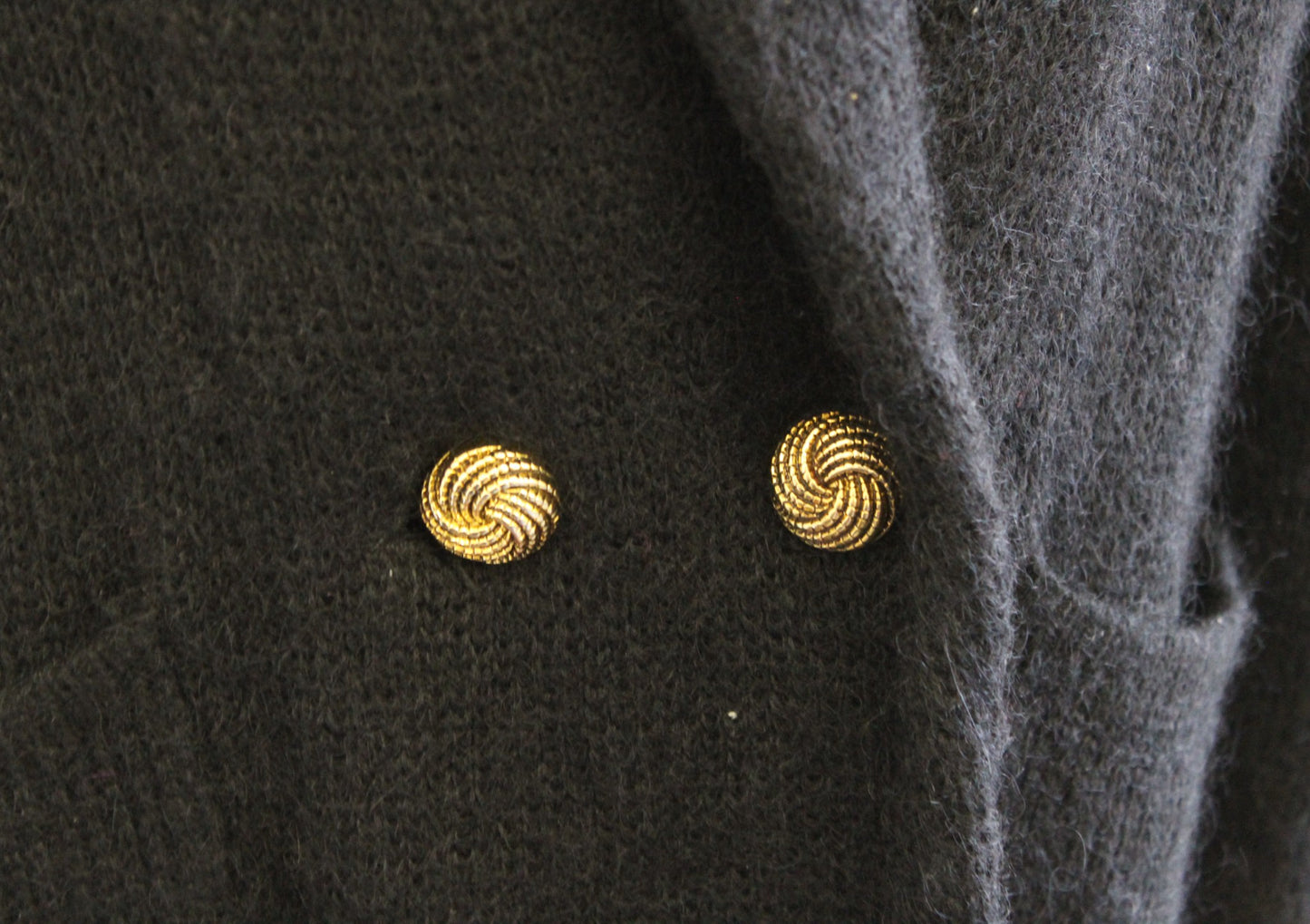 Vtg 90s Black Wool Mohair Fuzzy Long Cardigan Sweater Jacket Size S Coatigan