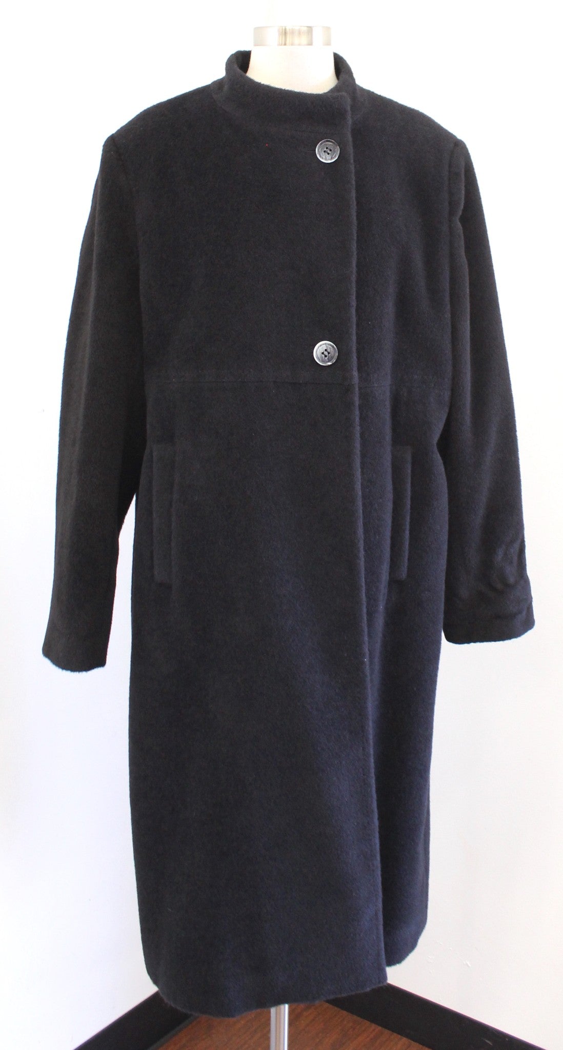 Vtg Bern and Mort Womens Black Alpaca Wool Blend Long Coat Size 16 Jacket
