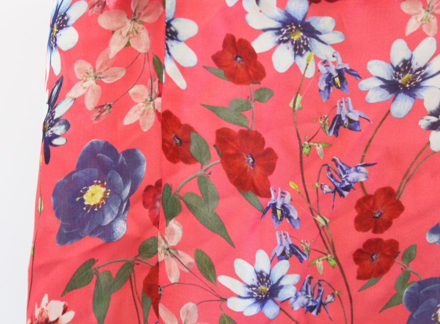 Parker Coral Floral Ruffle Cap Sleeve Pleated Silk Blend Top Blouse Size L