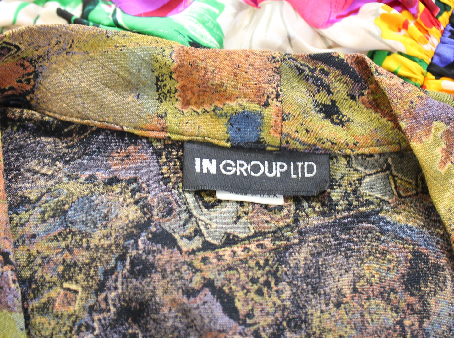 Vtg 80s 90s Abstract Print Surplice Ruched Smocked Top Blouse Size 12 Retro