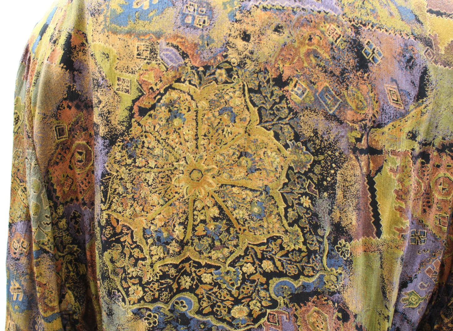 Vtg 80s 90s Abstract Print Surplice Ruched Smocked Top Blouse Size 12 Retro