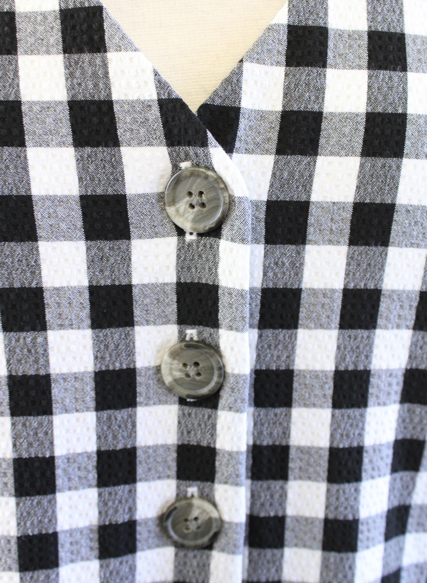 Ann Taylor Factory Black White Gingham Plaid Sleeveless A Line Dress Sz 8 V Neck