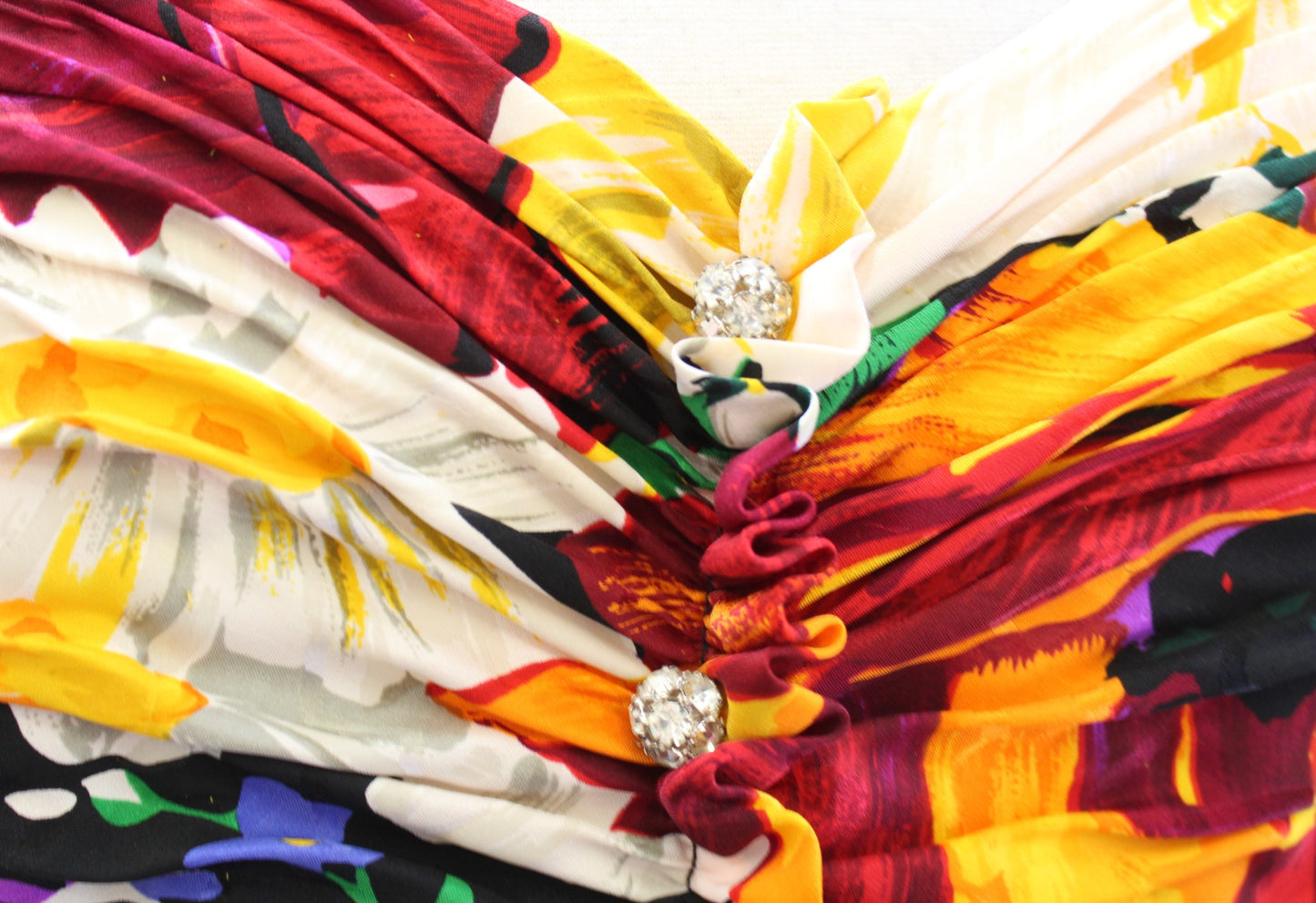 Vtg 80s Raul Blanco Strapless Ruffle Peplum Flared Top Blouse sz 12 Retro Party