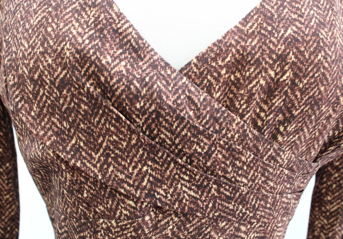 Michael Kors Collection Italy Brown Herringbone Belted Sheath Dress Sz 8 V Neck