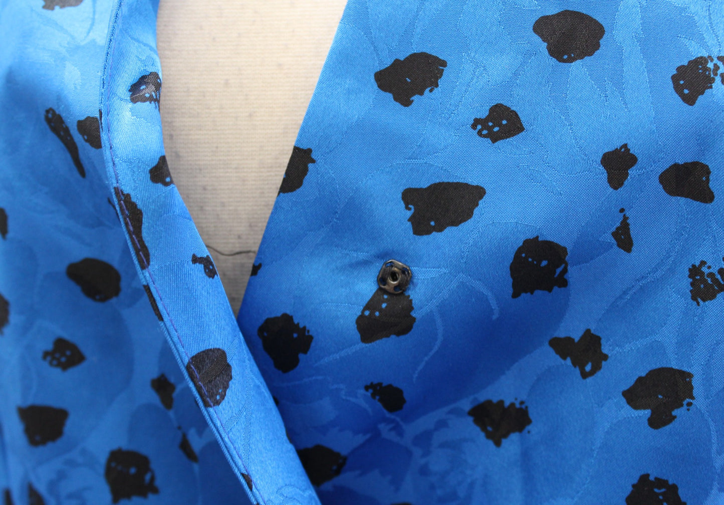 NWT Vtg Deadstock Blue Floral Asymmetrical Hem Peplum Top Blouse Sz 13 14 Retro