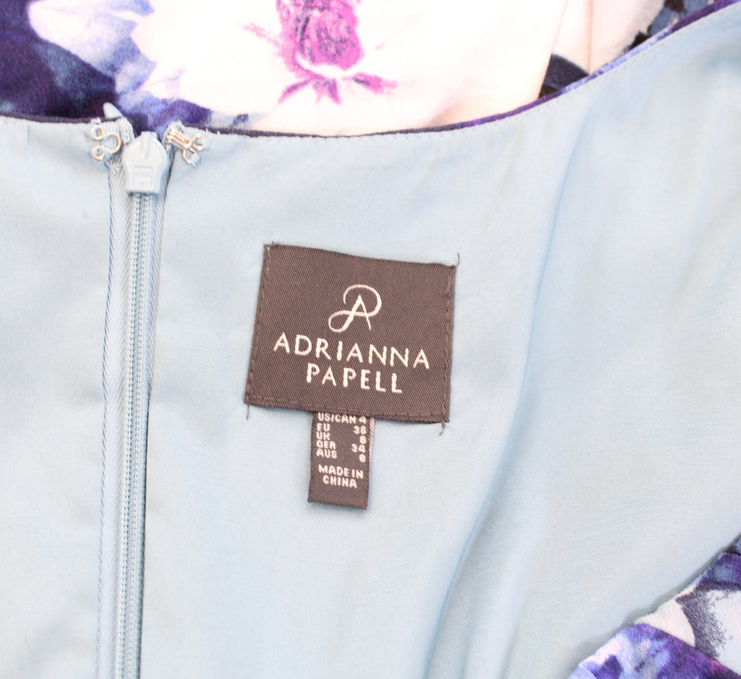 Adrianna Papell Blue Floral Print Cutout Cold Shoulder Sheath Dress 4 Cocktail