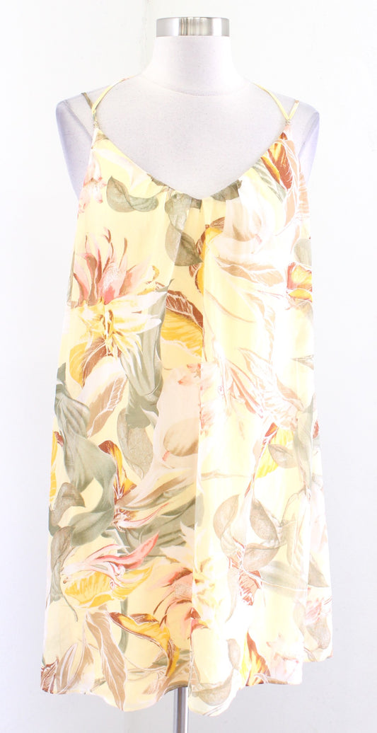 NWT White House Black Market Yellow Tropical Floral Slip Dress Size 6 Mini Beach