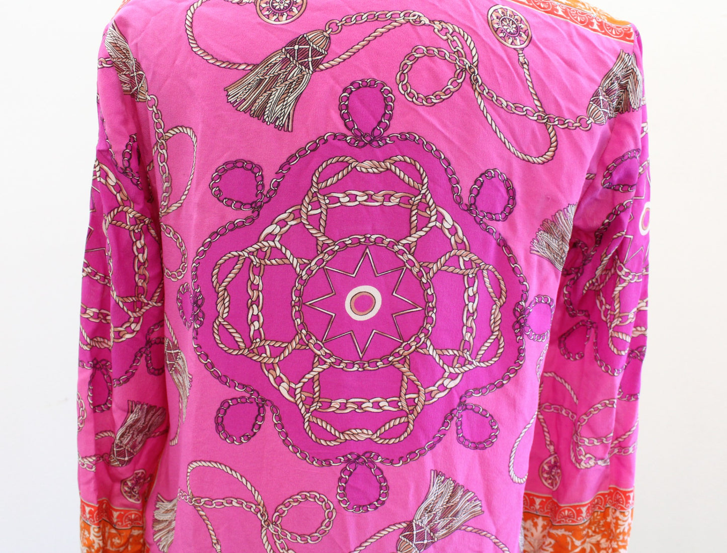 Maeve Anthropologie Potala Silk Scarf Print Button Front Shirt Blouse Sz 2 Pink