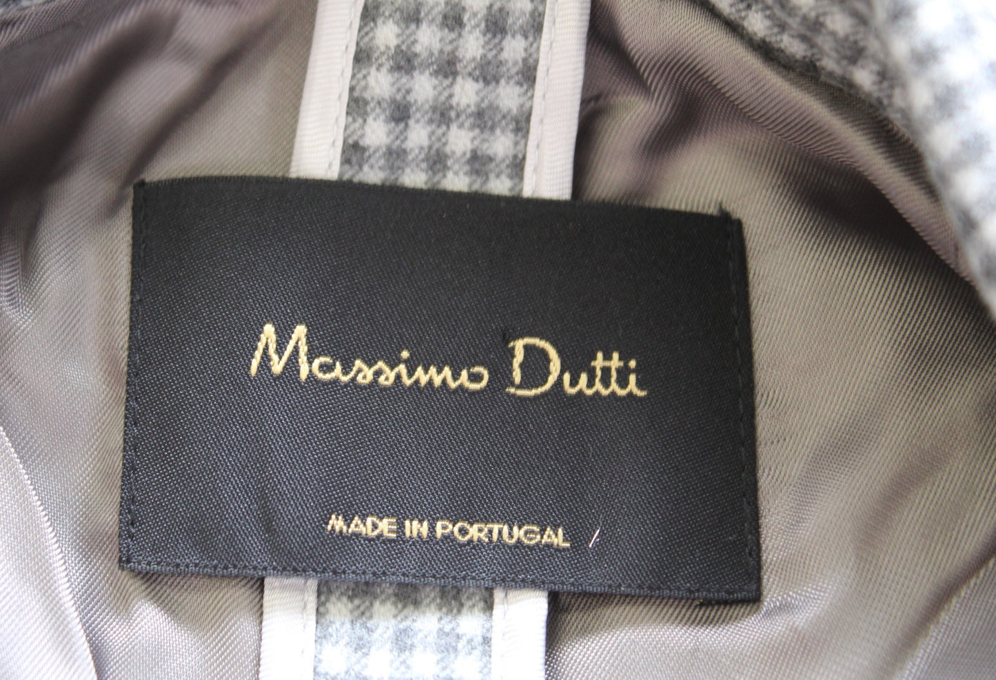 Massimo Dutti Womens Gray Checker Plaid Wool Blend Blazer Jacket Size Us 4