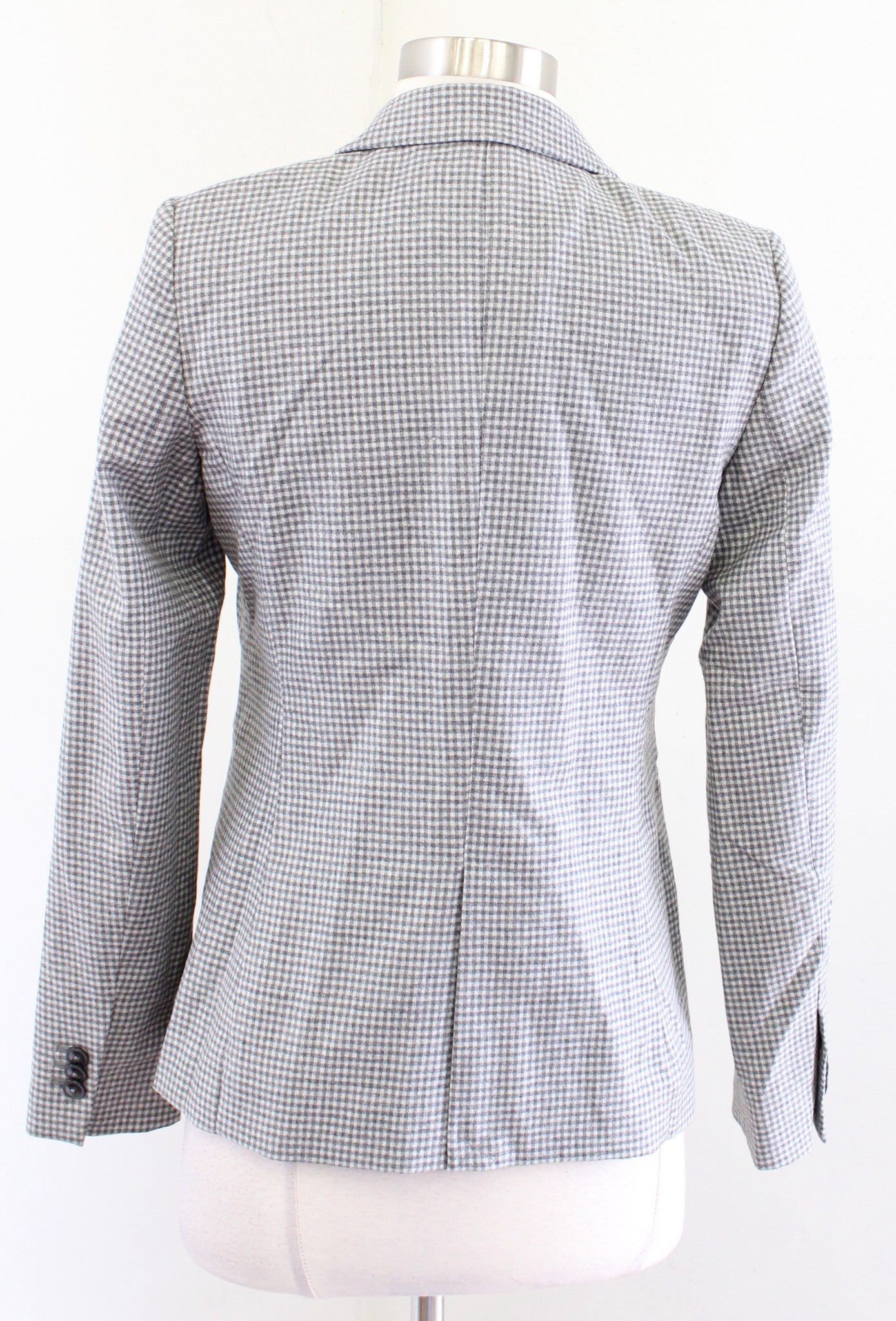 Massimo Dutti Womens Gray Checker Plaid Wool Blend Blazer Jacket Size Us 4
