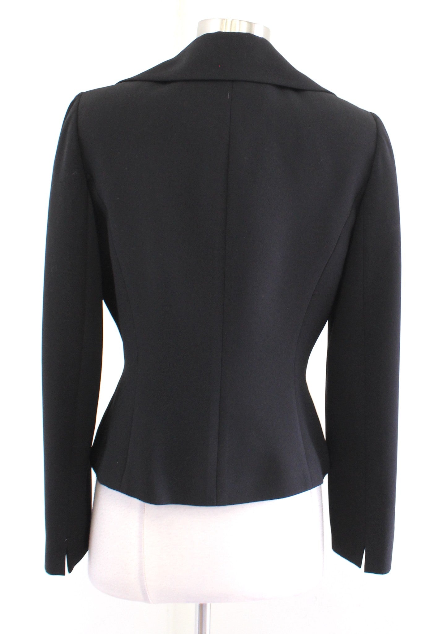 Tahari ASL Levine Solid Black Oversized Ruffle Lapel Blazer Jacket Size 4
