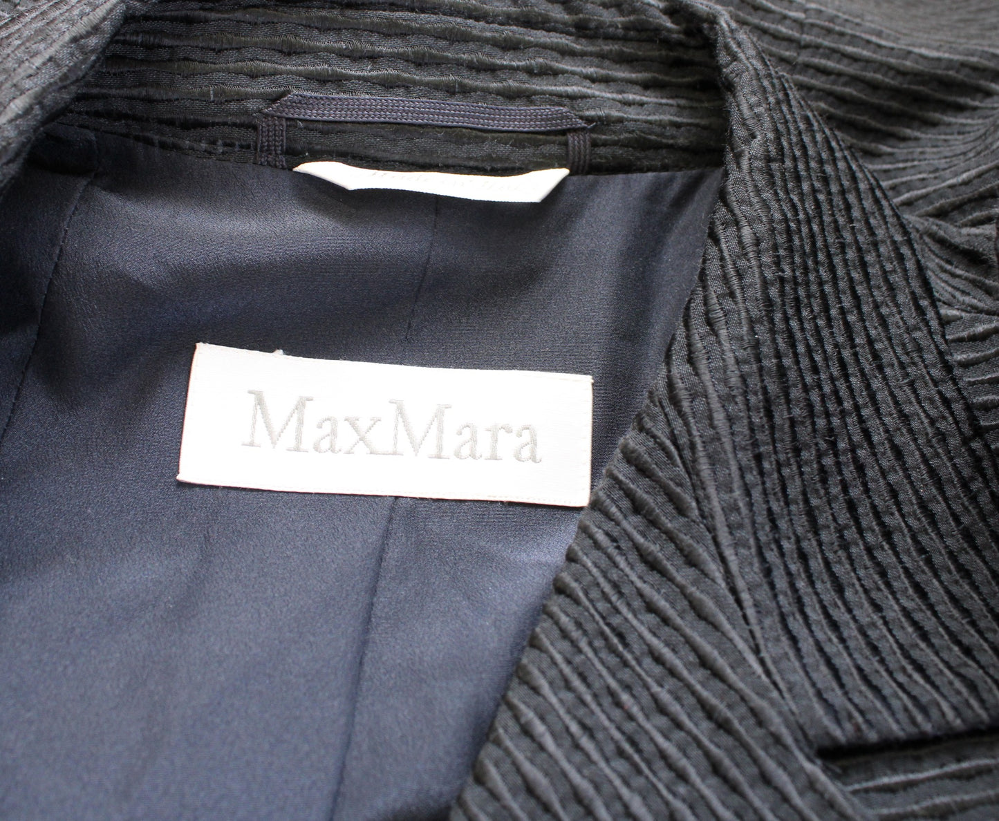 Max Mara Womens Dark Navy Blue Textured Cropped Blazer Jacket Size US 8