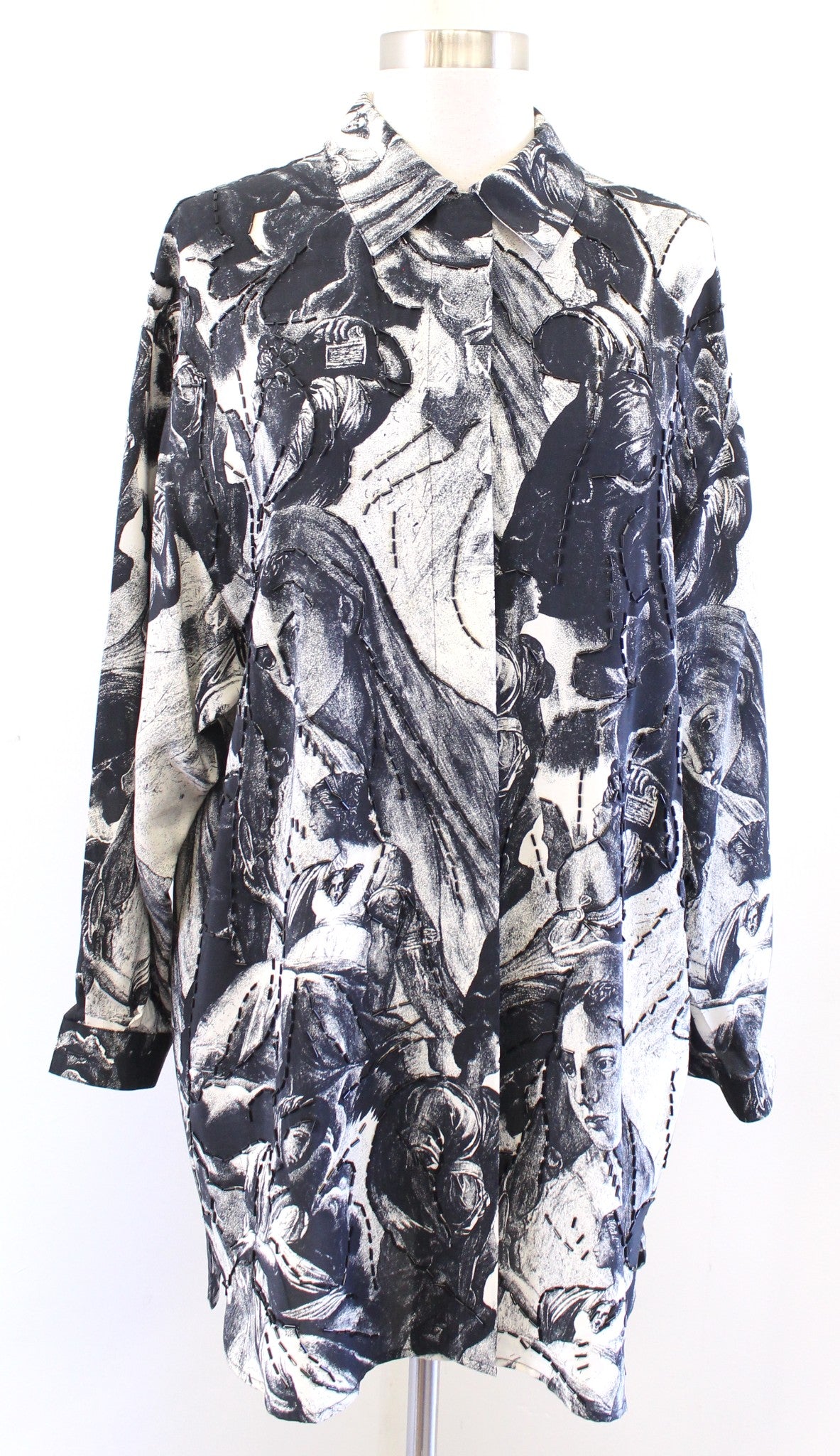 Vtg 90s Renaissance Art to Wear Button Front Silk Sequin Shirt Blouse Sz 4 Artsy